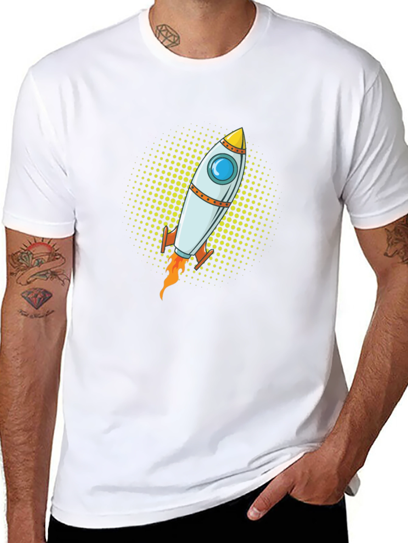Rocket Graphic Tee - Black Cotton T-Shirt