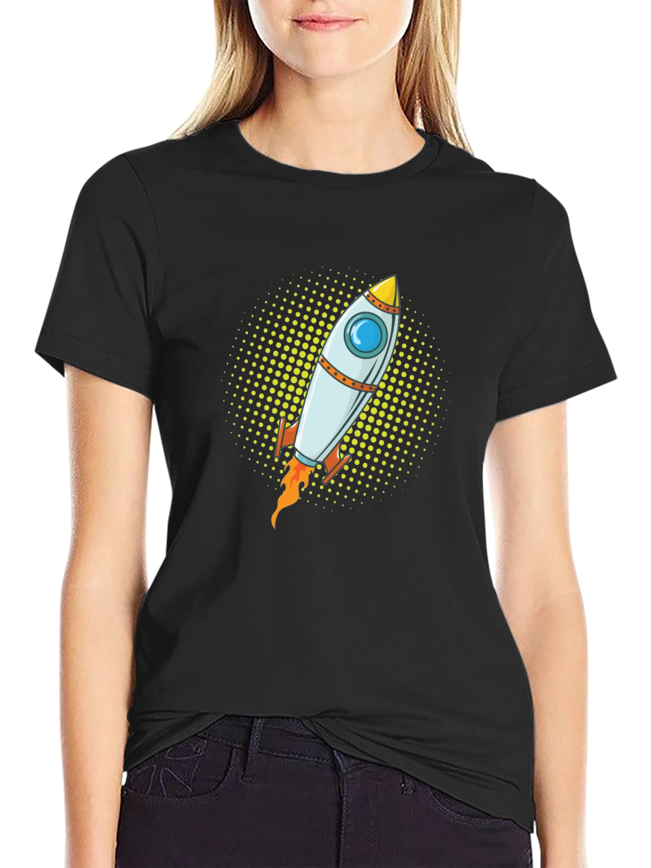Rocket Graphic Tee - Black Cotton T-Shirt