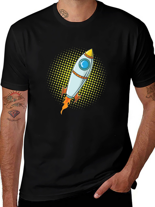 Rocket Graphic Tee - Black Cotton T-Shirt