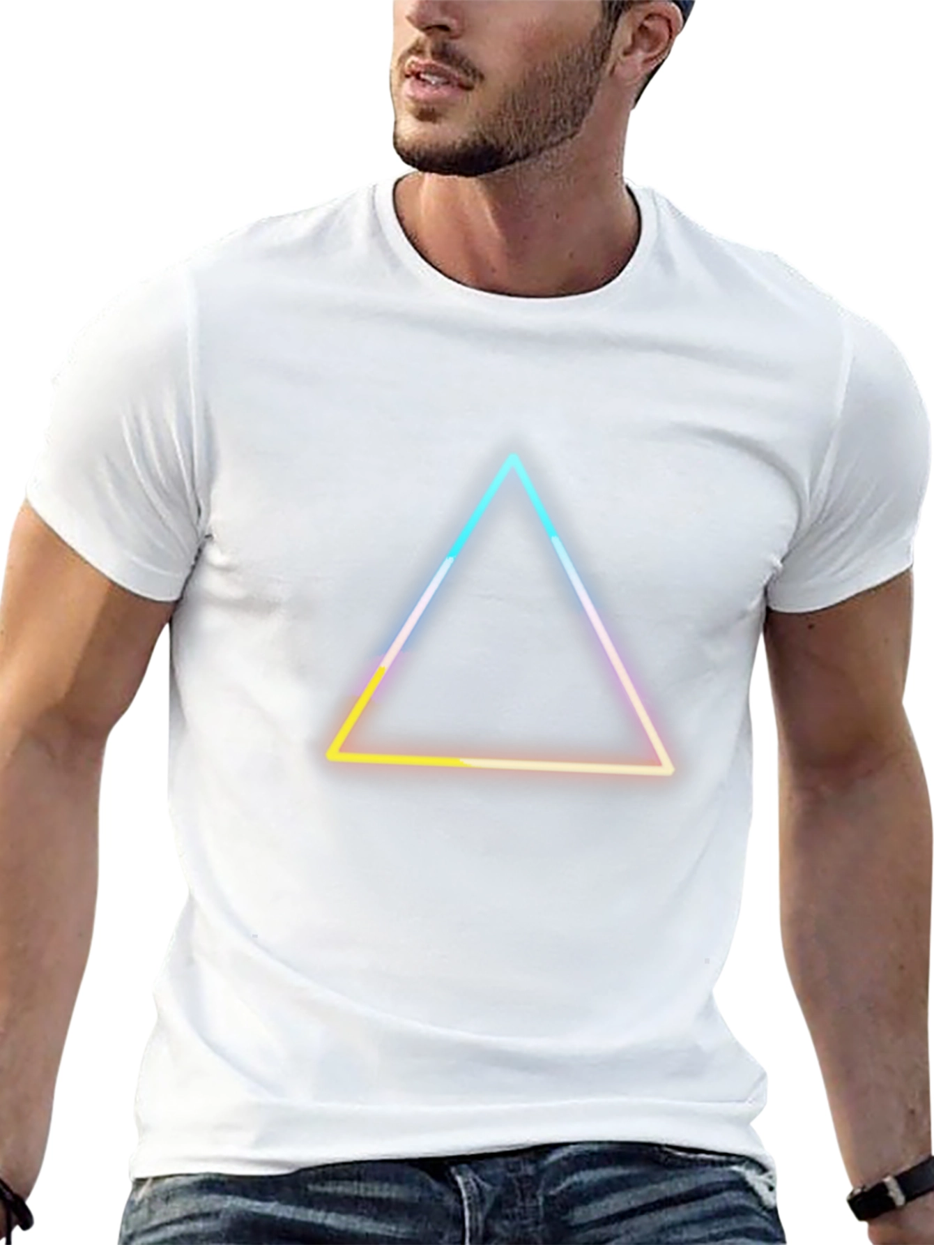 Neon Triangle Graphic Tee - Modern Style