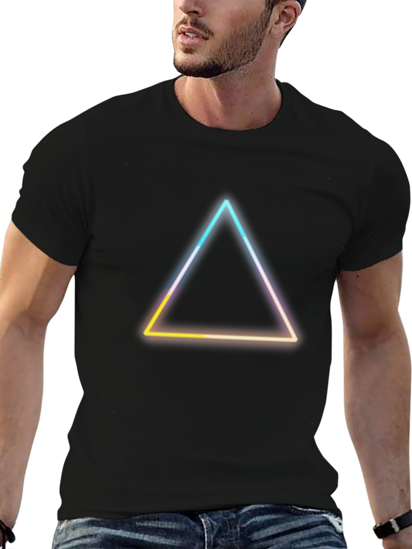 Neon Triangle Graphic Tee - Modern Style