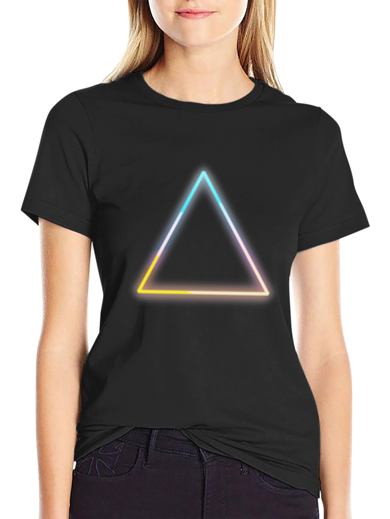 Neon Triangle Graphic Tee - Modern Style