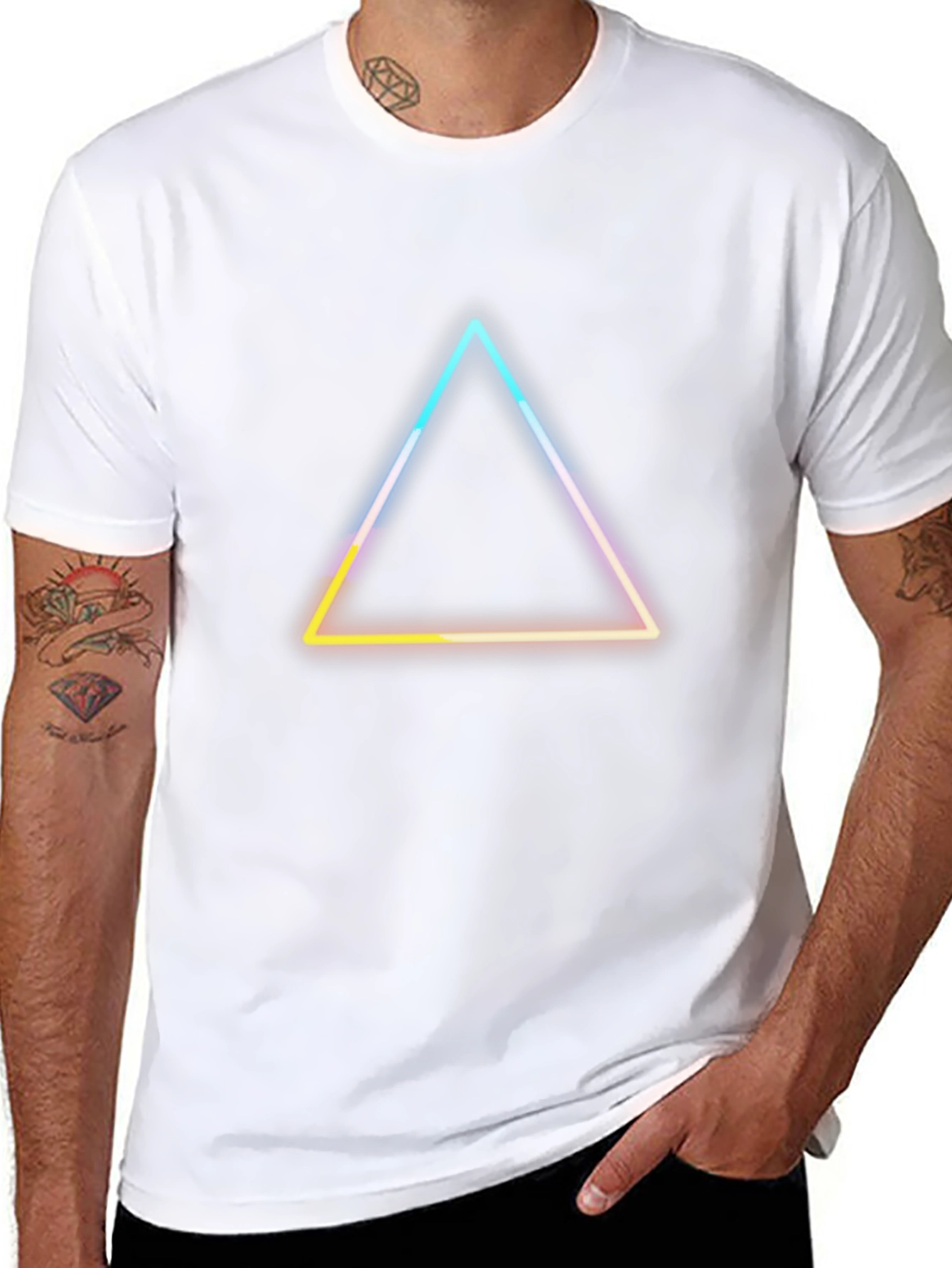 Neon Triangle Graphic Tee - Modern Style
