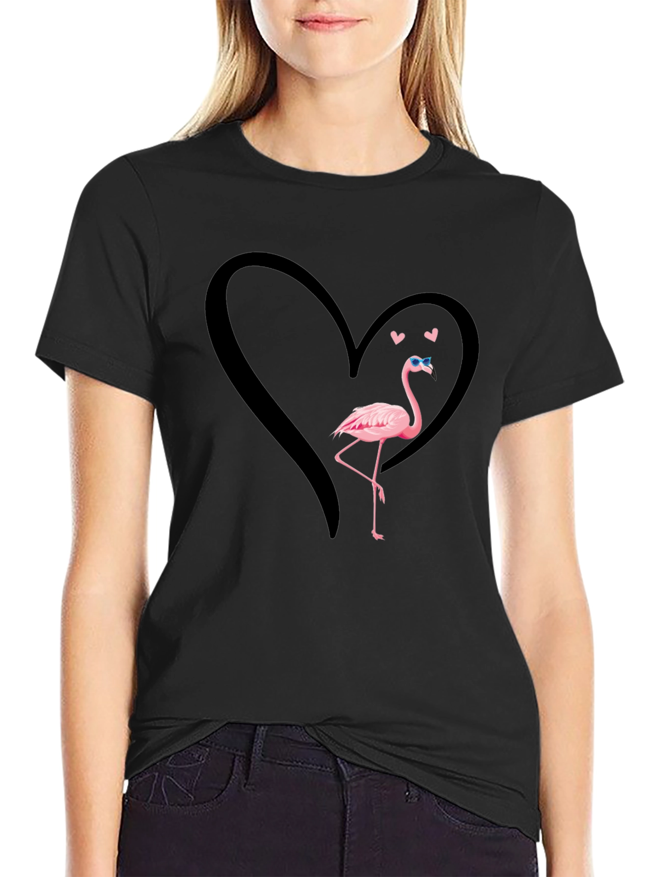 Flamingo Heart T-Shirt - Cool Graphic Tee
