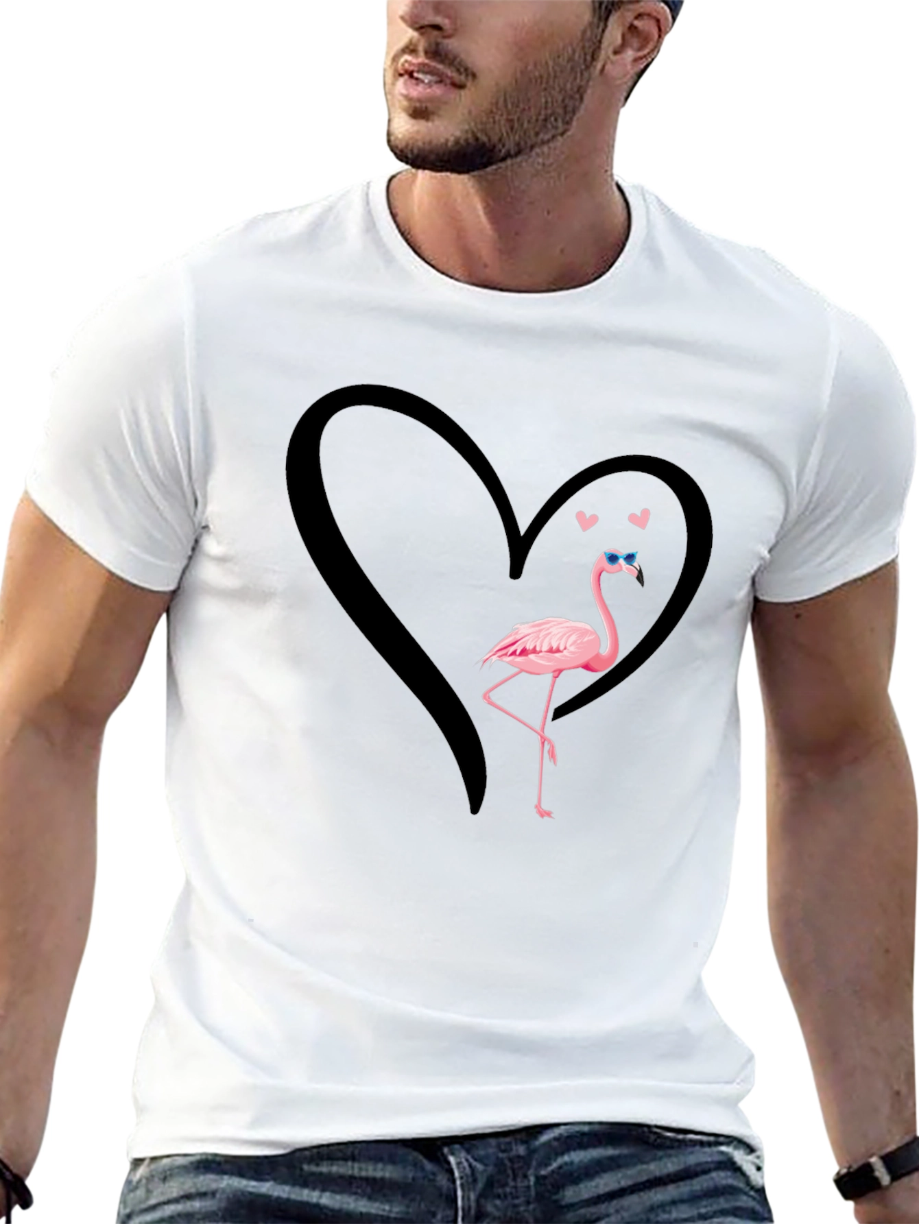 Flamingo Heart T-Shirt - Cool Graphic Tee