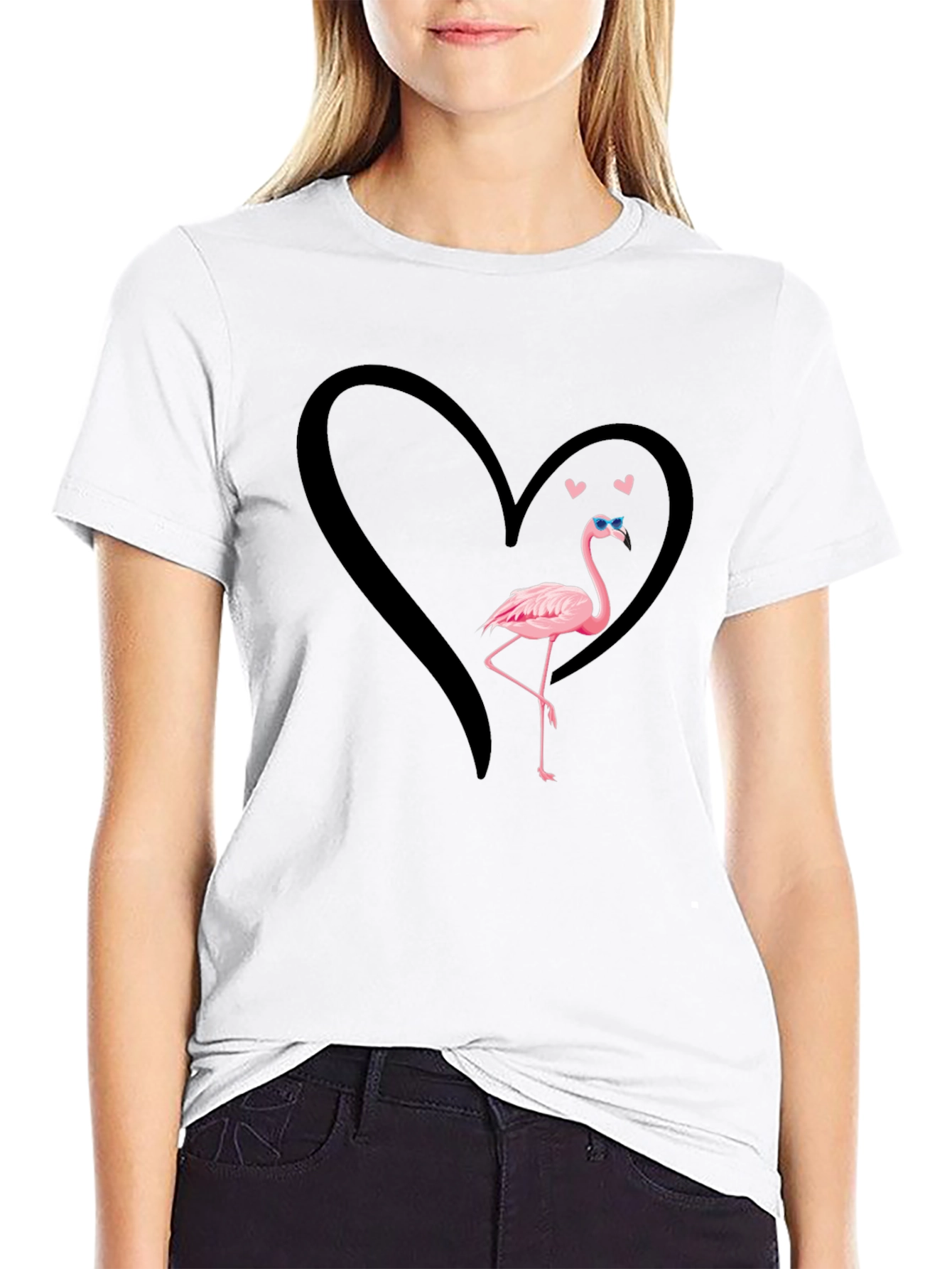 Flamingo Heart T-Shirt - Cool Graphic Tee