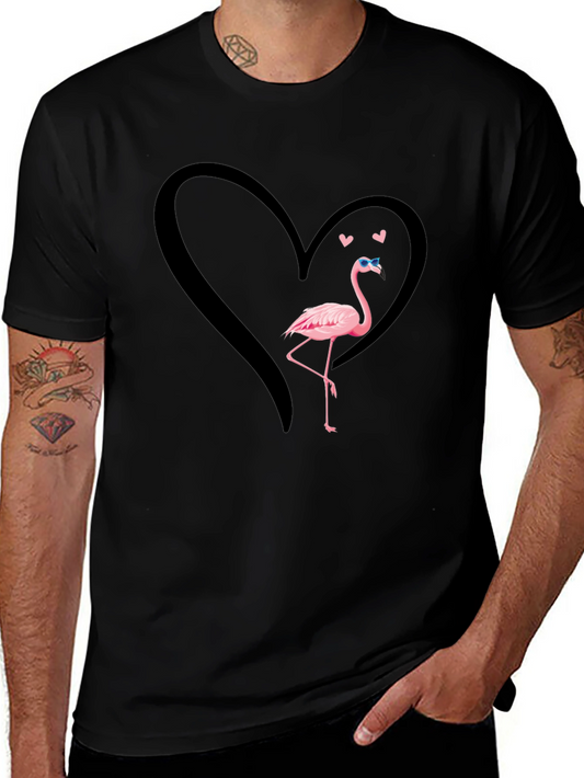 Flamingo Heart T-Shirt - Cool Graphic Tee