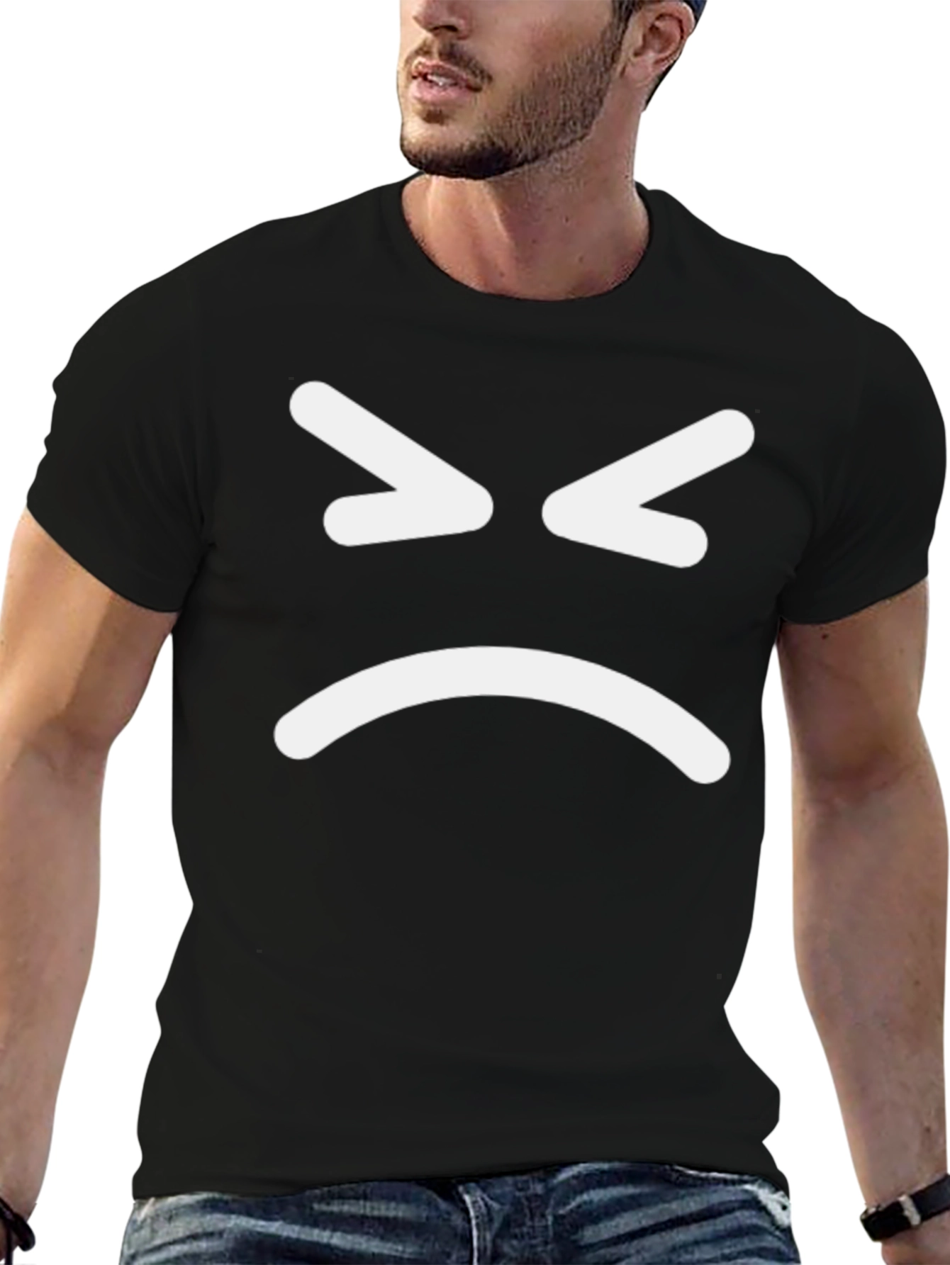 Angry Emoji Black T-Shirt - Express Yourself!