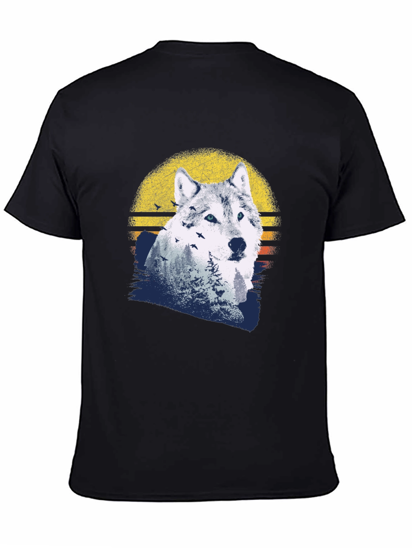 Wolf Sunset Graphic Tee - Mens Black T-Shirt