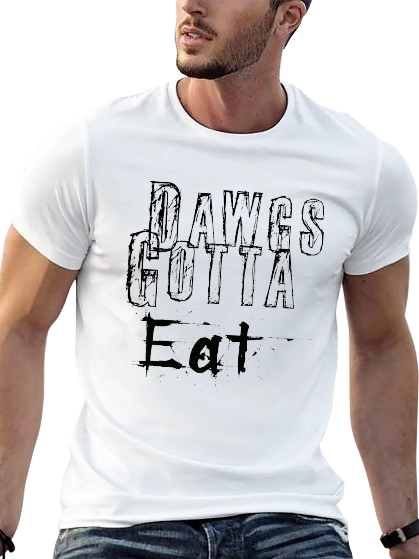 Dawgs Gotta Eat Graphic Tee - Black Cotton T-Shirt