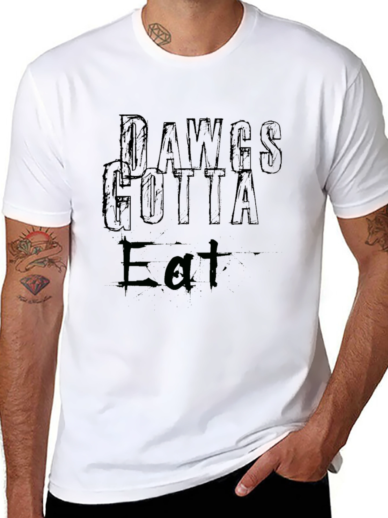 Dawgs Gotta Eat Graphic Tee - Black Cotton T-Shirt