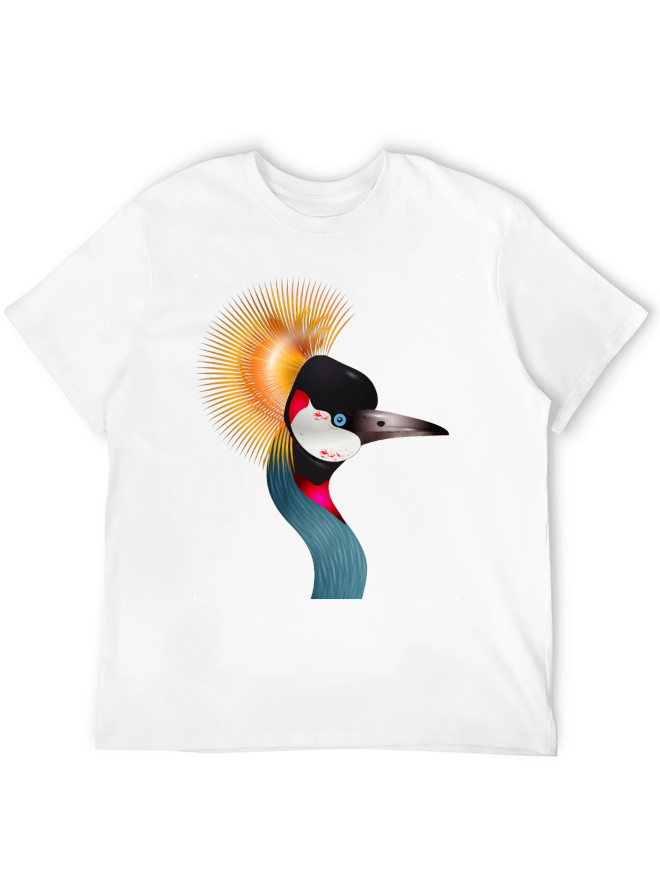 Crowned Crane Graphic Tee - Black Cotton Shirt