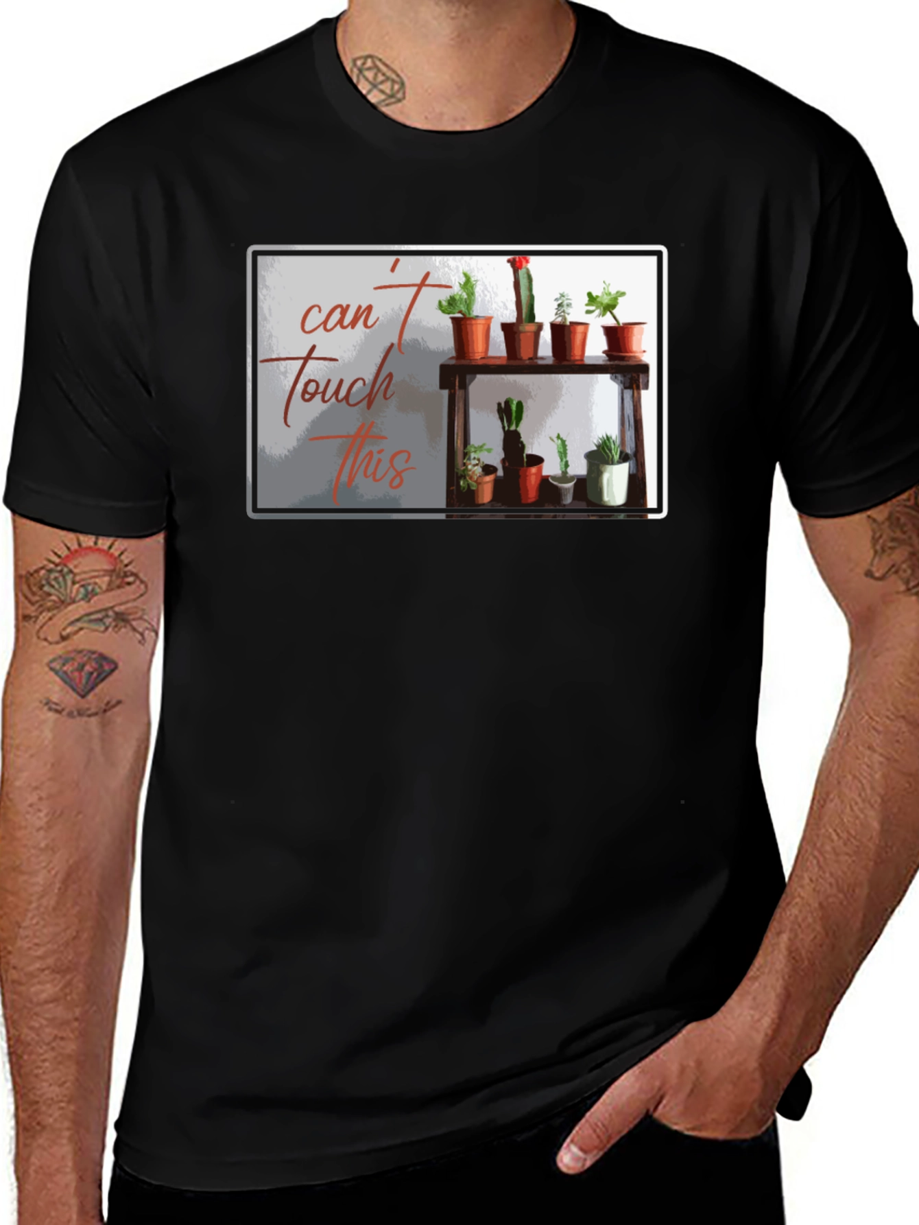 Cant Touch This Cactus T-Shirt - Black