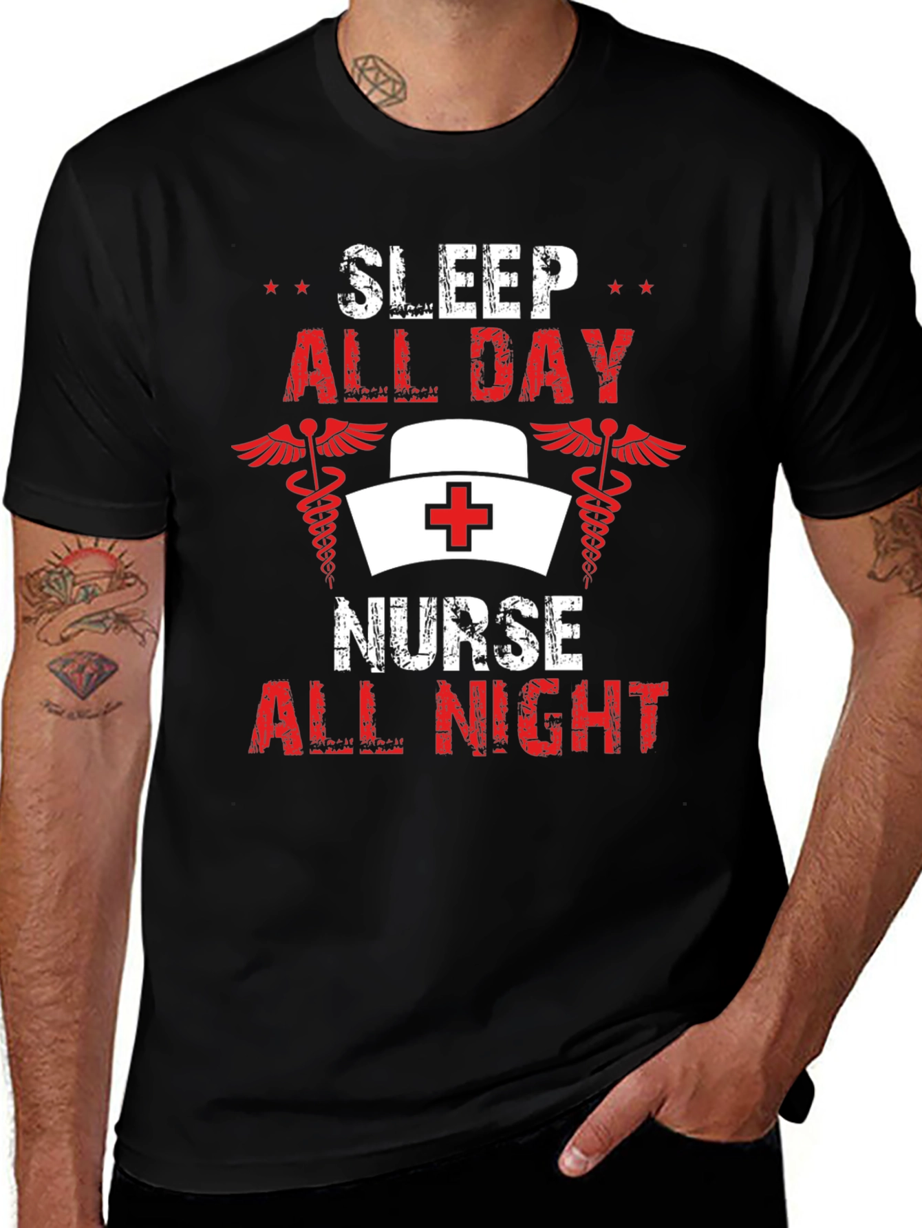 Sleep All Day Nurse All Night Graphic Tee