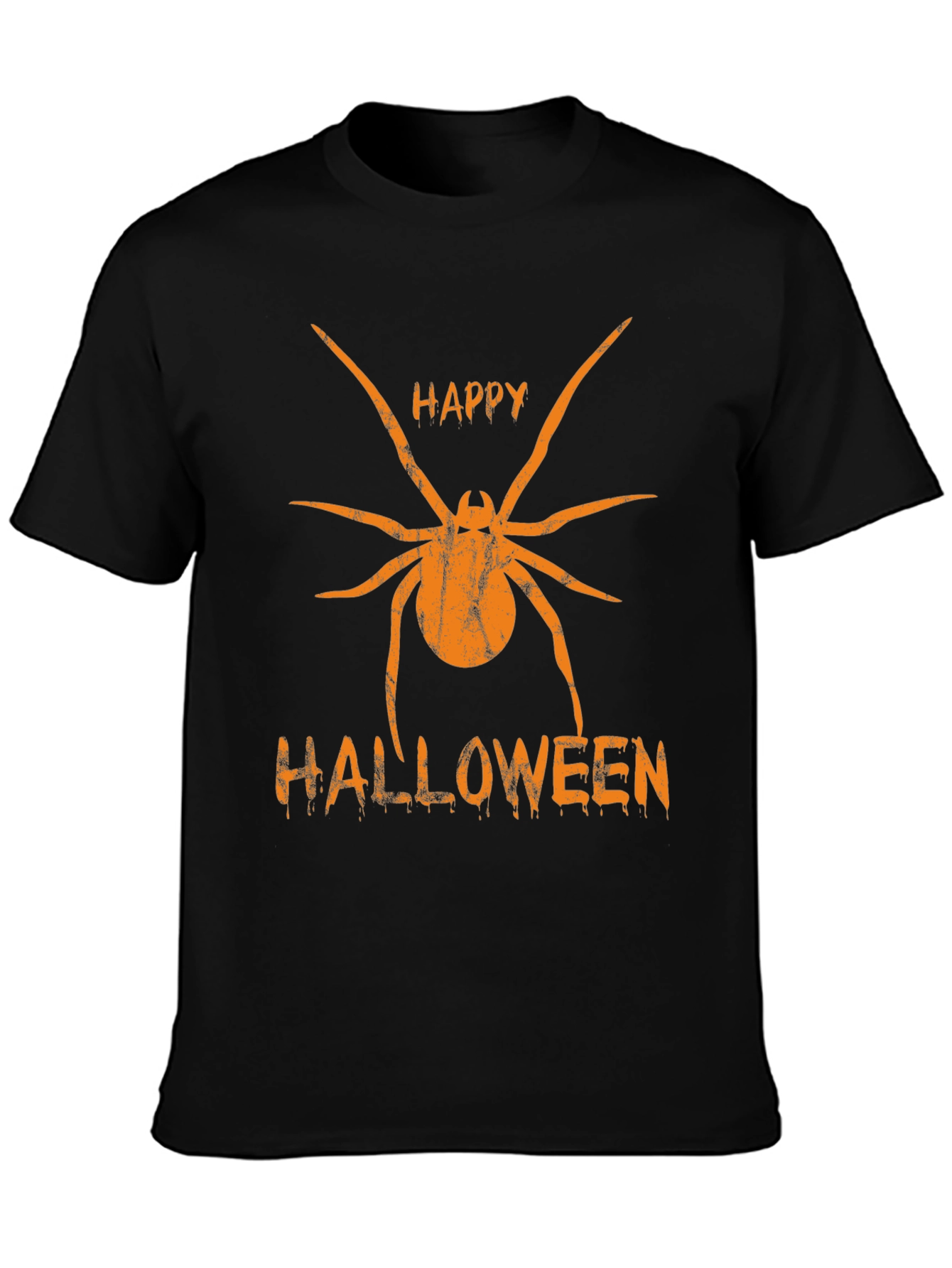 Happy Halloween Spider Graphic Tee - Black