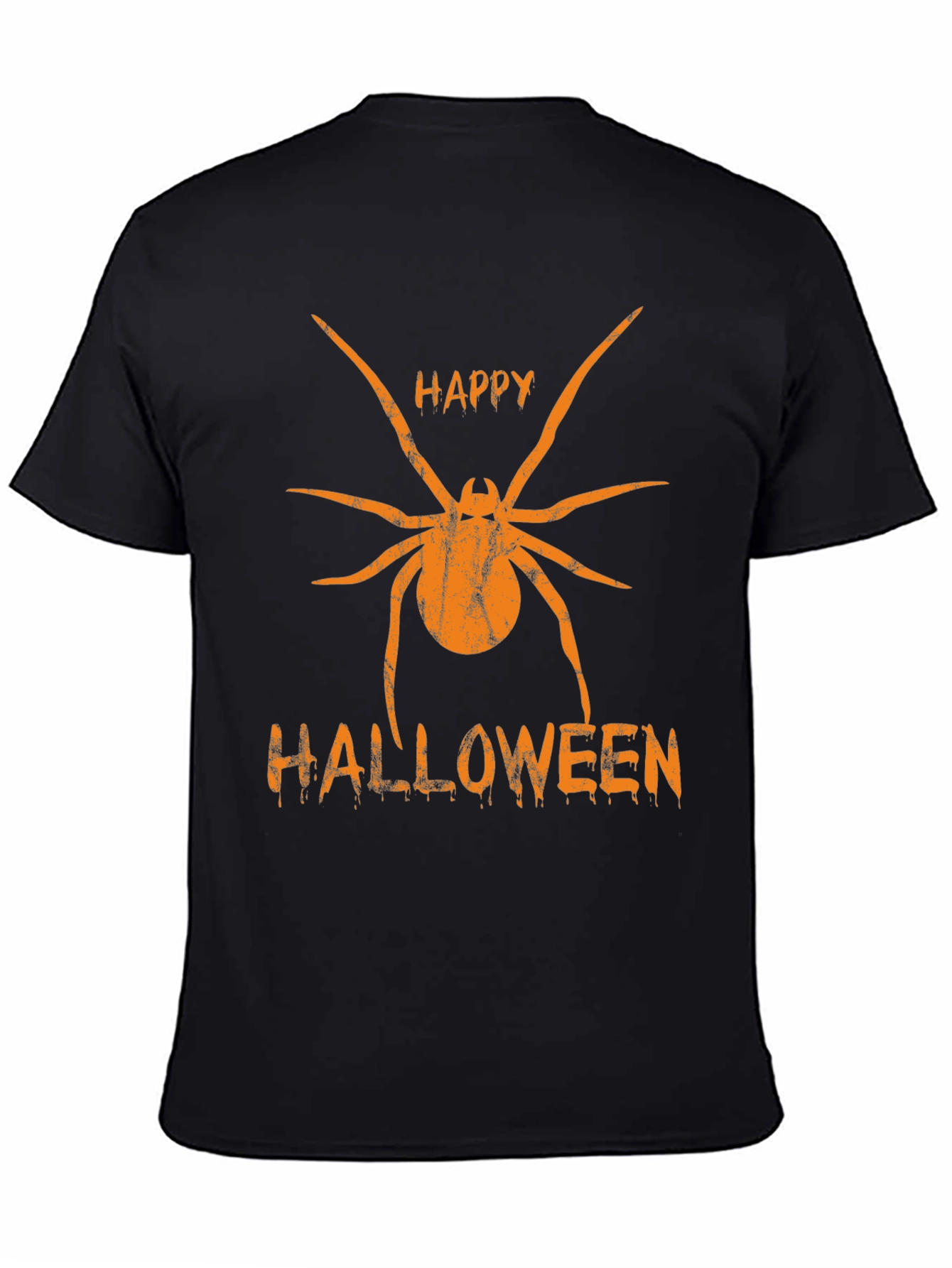 Happy Halloween Spider Graphic Tee - Black
