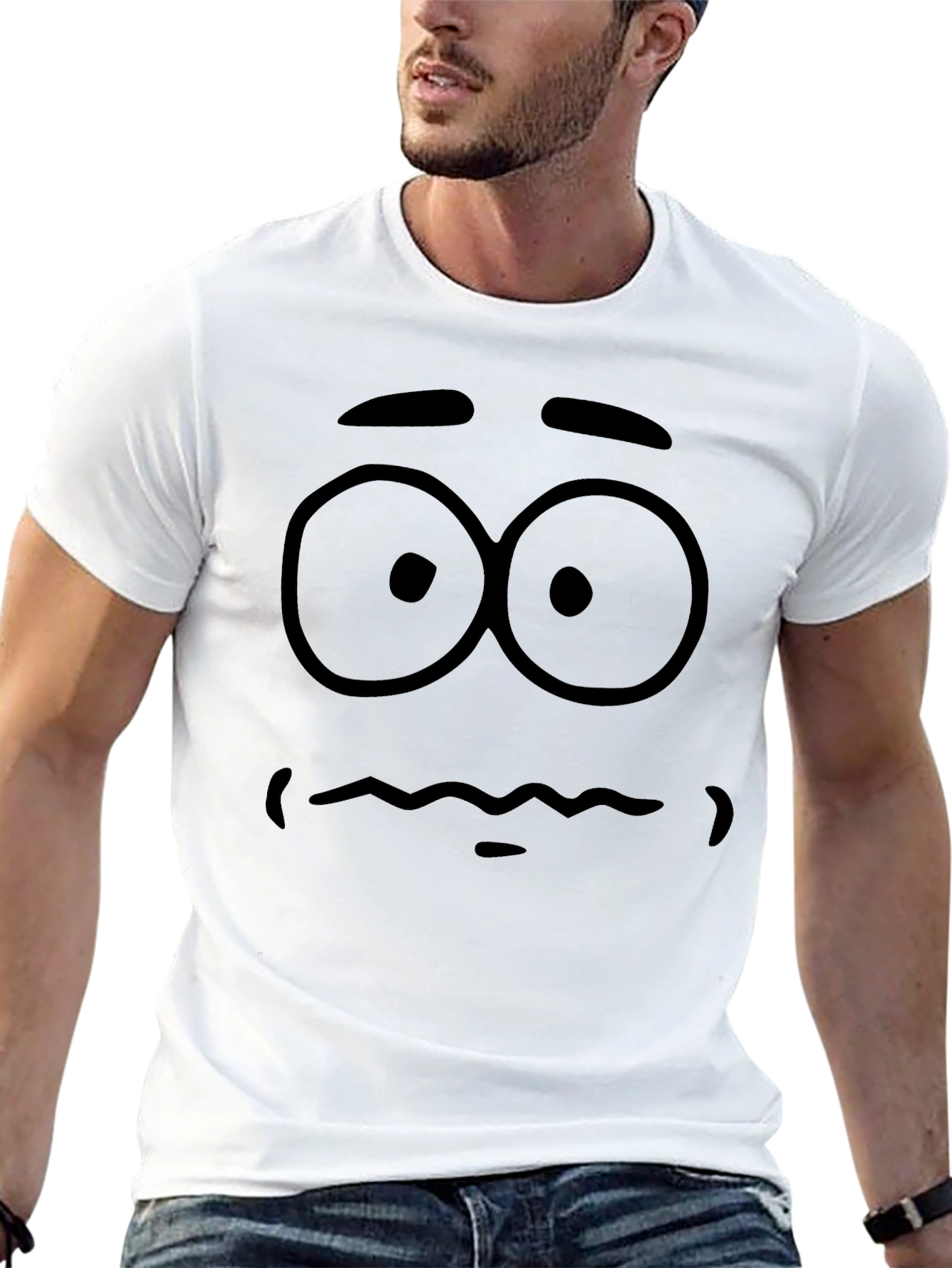 Cartoon Face Graphic Tee - Unisex Black T-Shirt