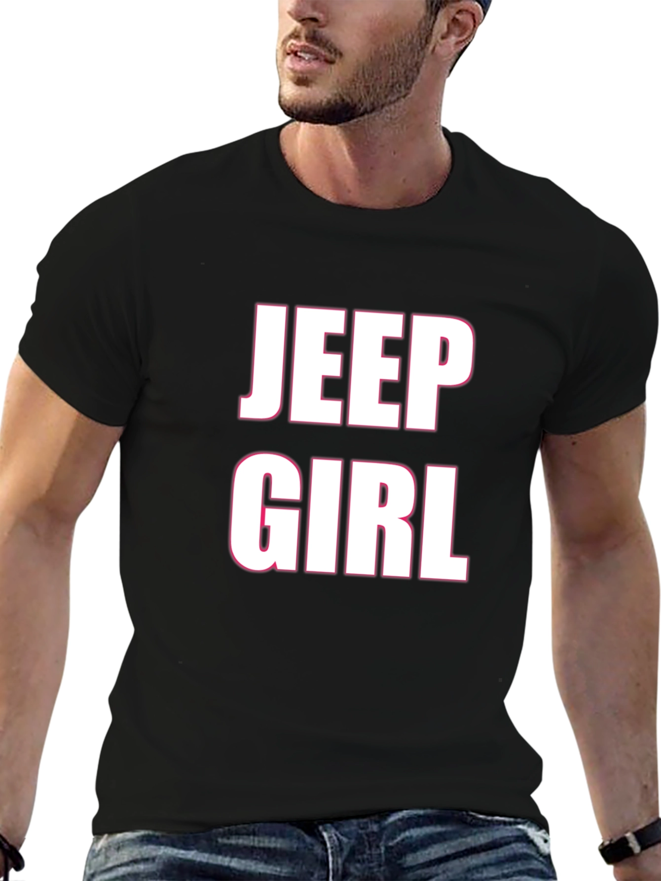 Jeep Girl T-Shirt - Black Cotton Blend