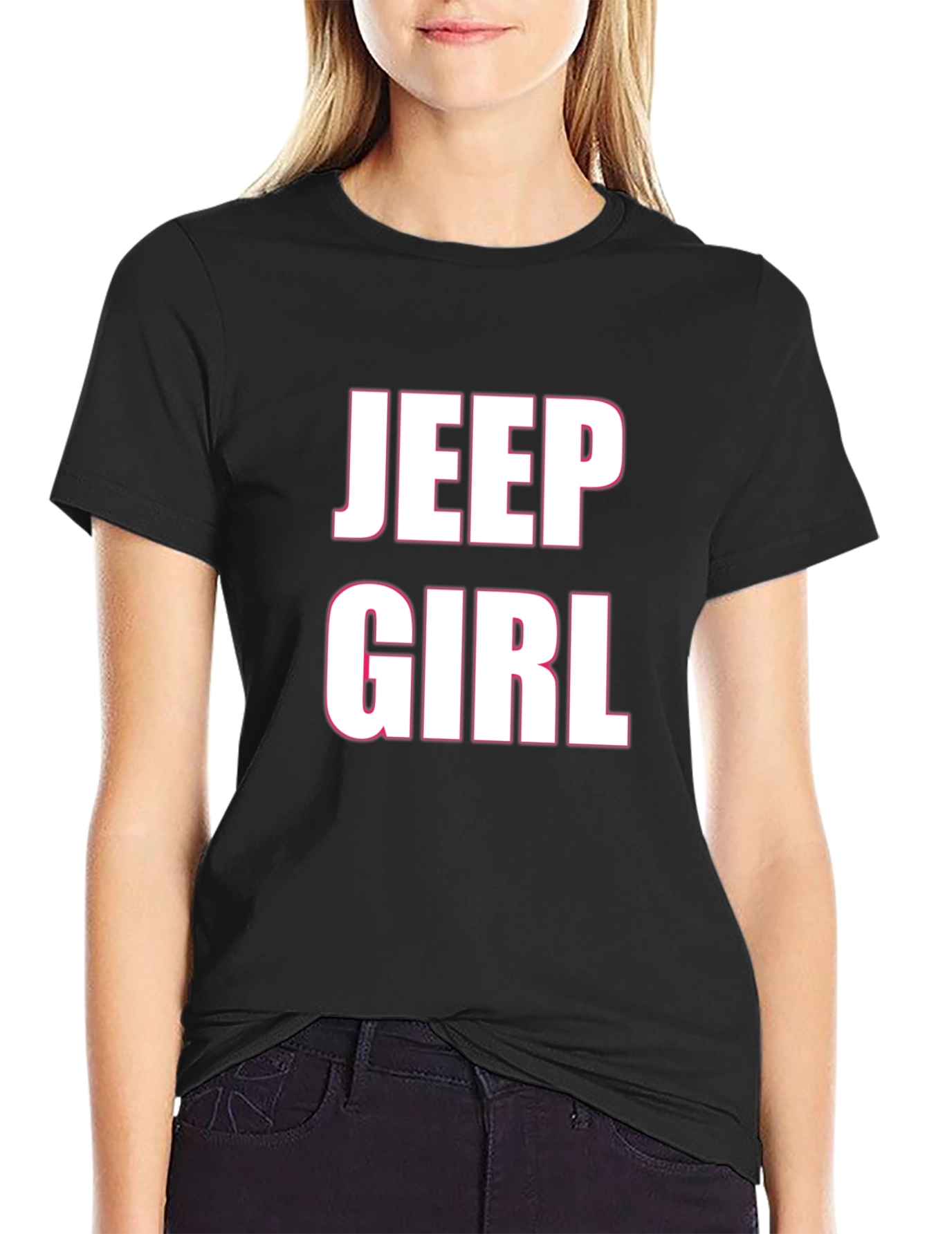 Jeep Girl T-Shirt - Black Cotton Blend