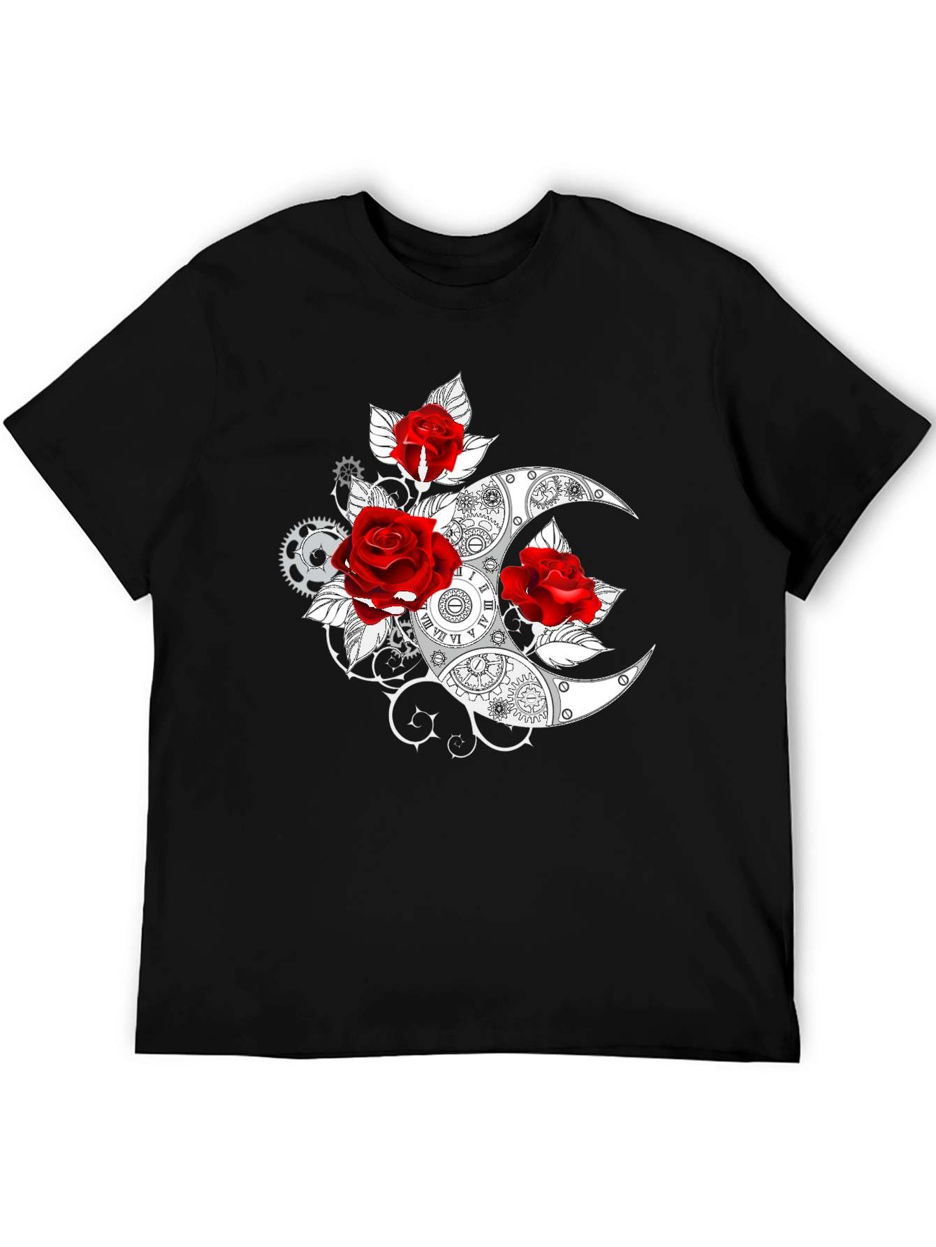 Steampunk Rose & Moon Graphic T-Shirt