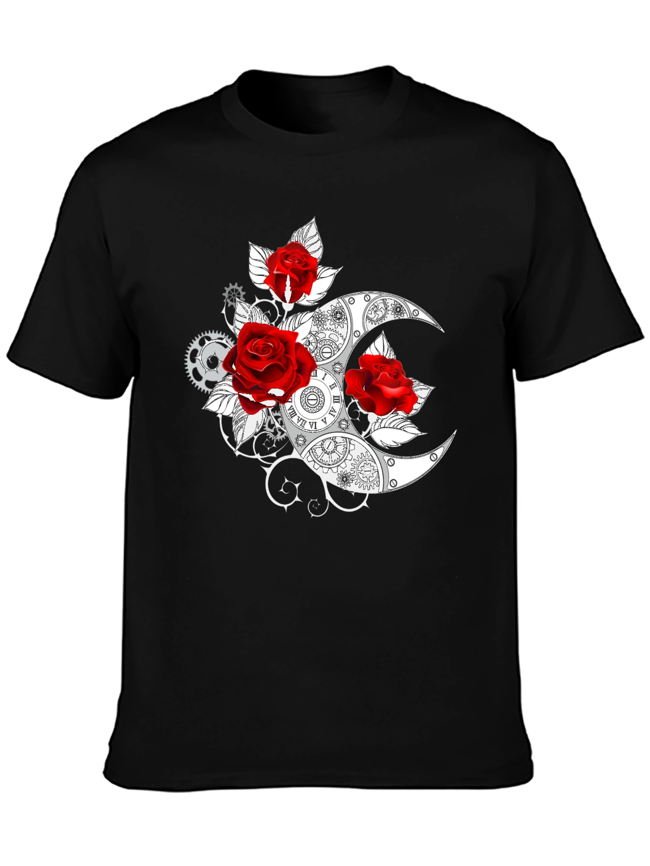 Steampunk Rose & Moon Graphic T-Shirt