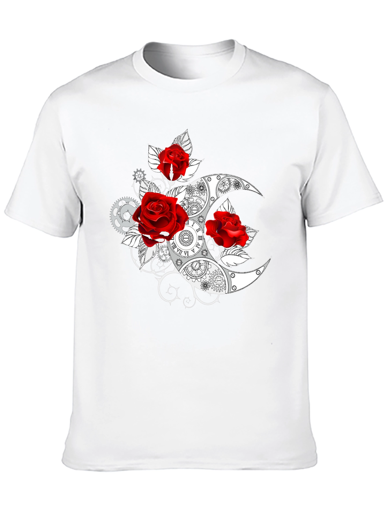 Steampunk Rose & Moon Graphic T-Shirt