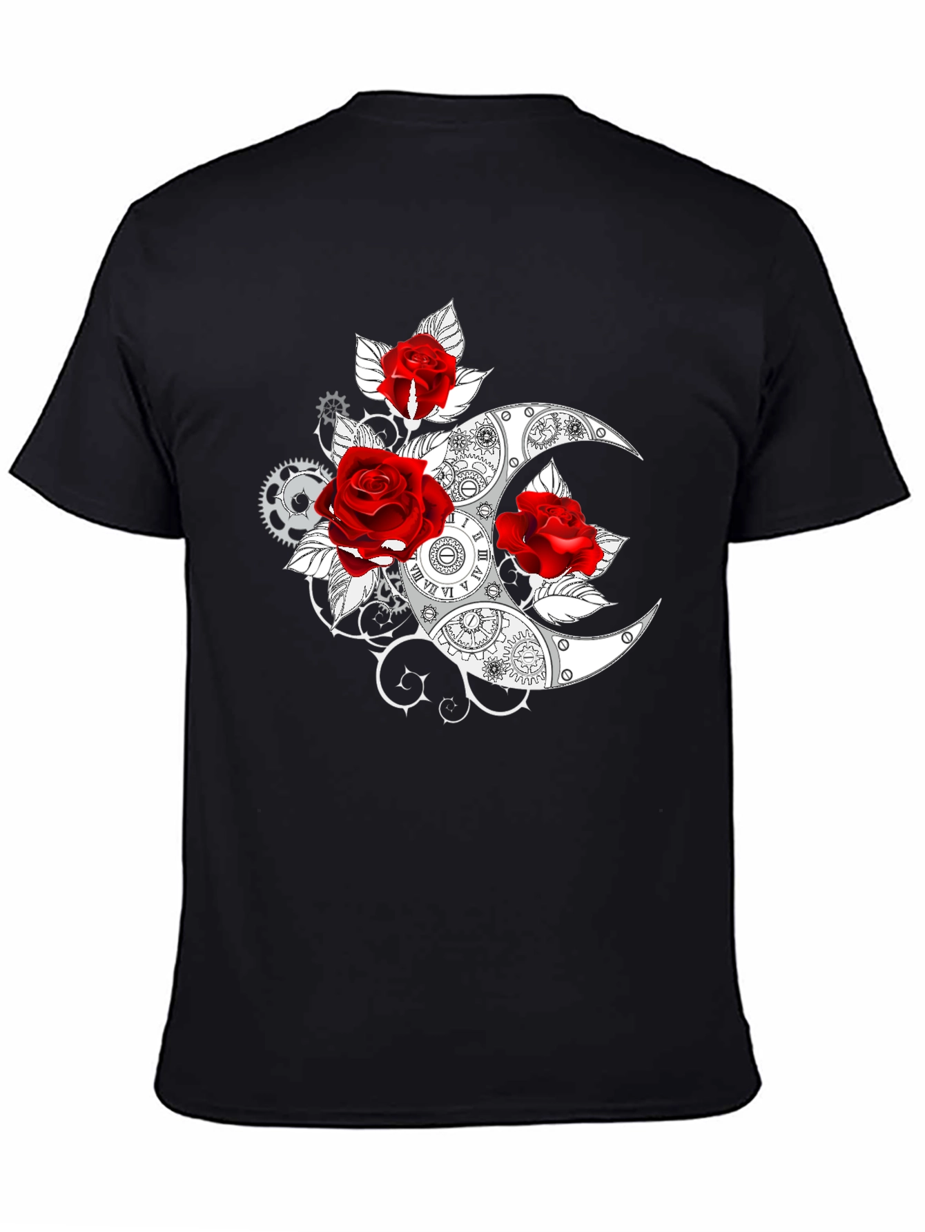 Steampunk Rose & Moon Graphic T-Shirt