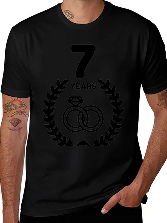 7th Anniversary T-Shirt - Wedding Rings Design