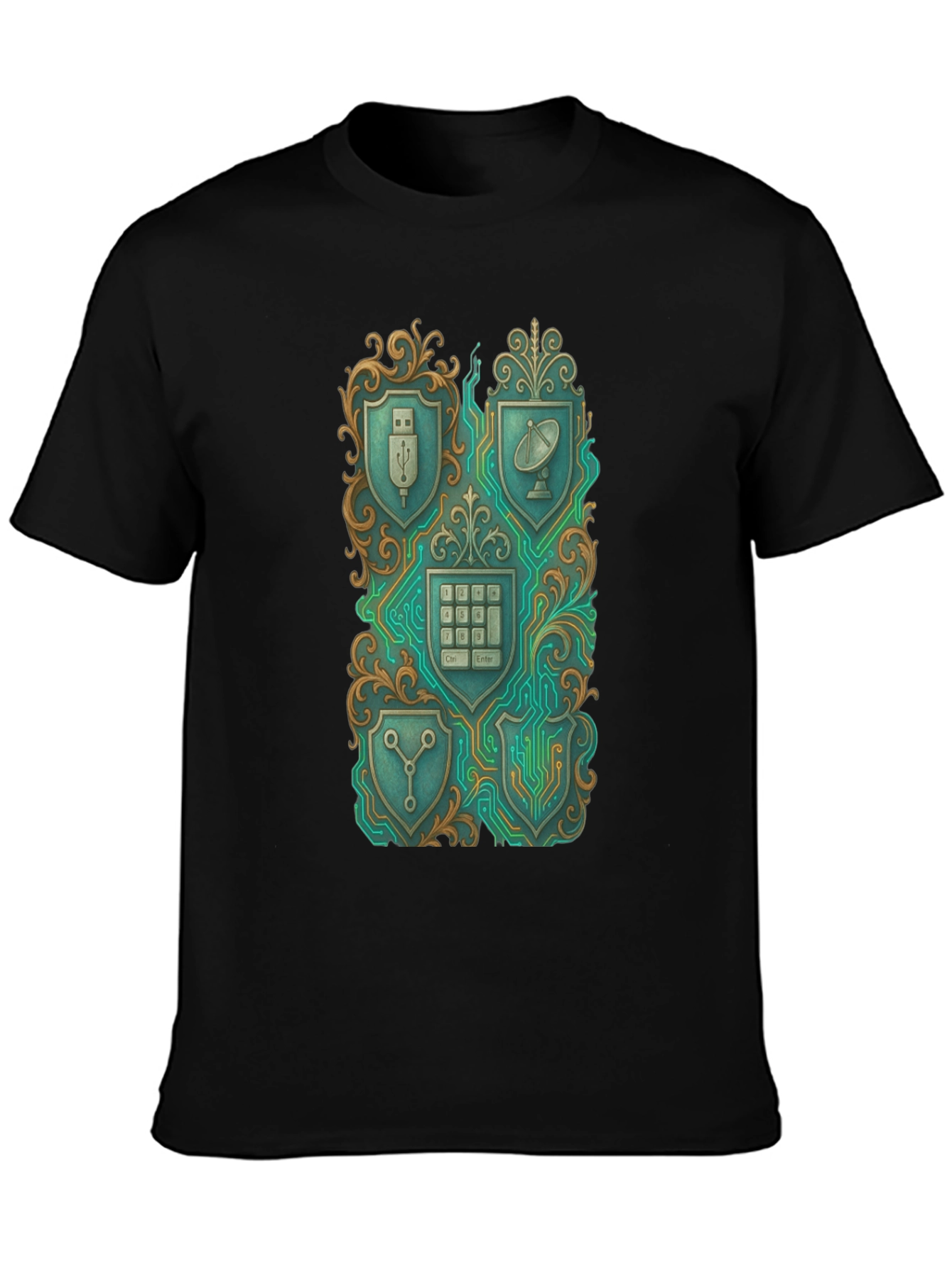 Tech Shield Tee - Gadget Crest Black T-Shirt