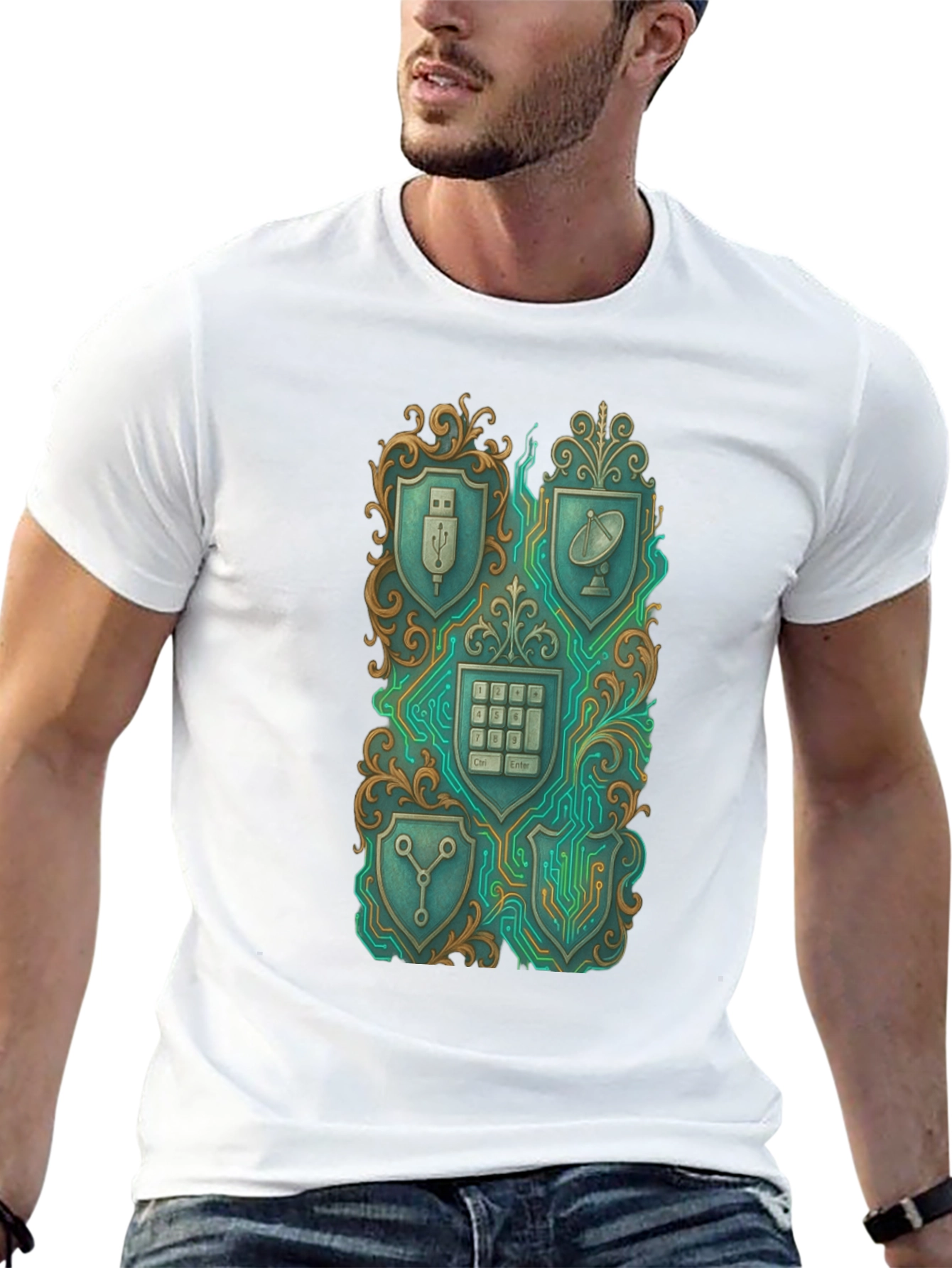 Tech Shield Tee - Gadget Crest Black T-Shirt