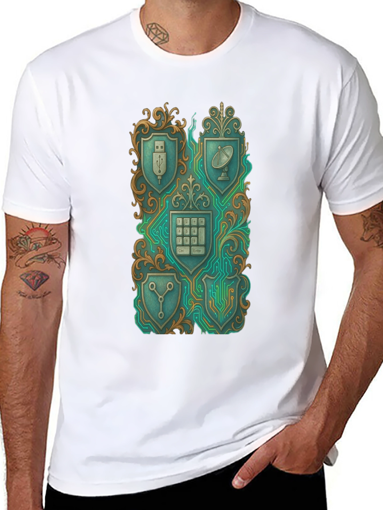 Tech Shield Tee - Gadget Crest Black T-Shirt
