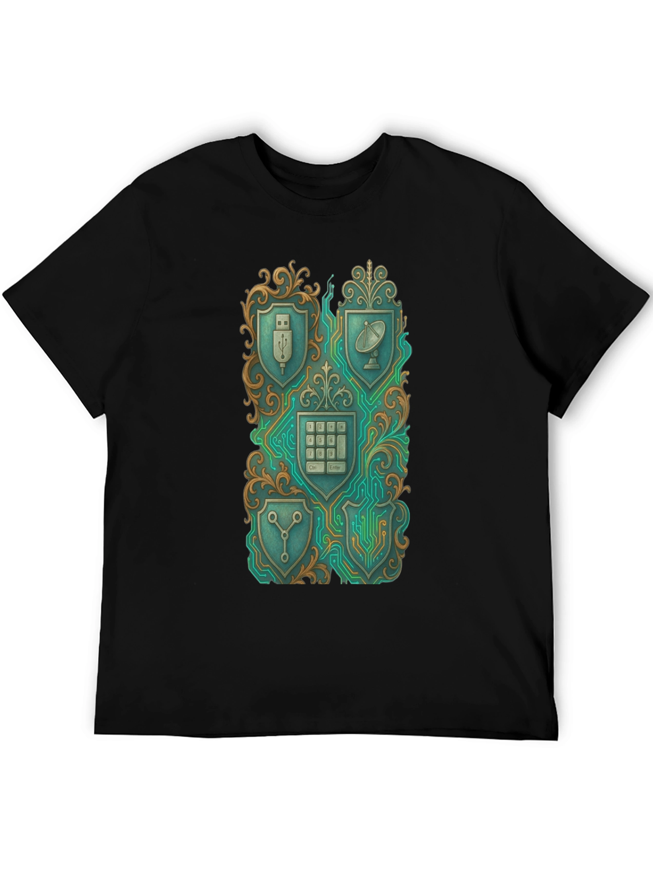 Tech Shield Tee - Gadget Crest Black T-Shirt