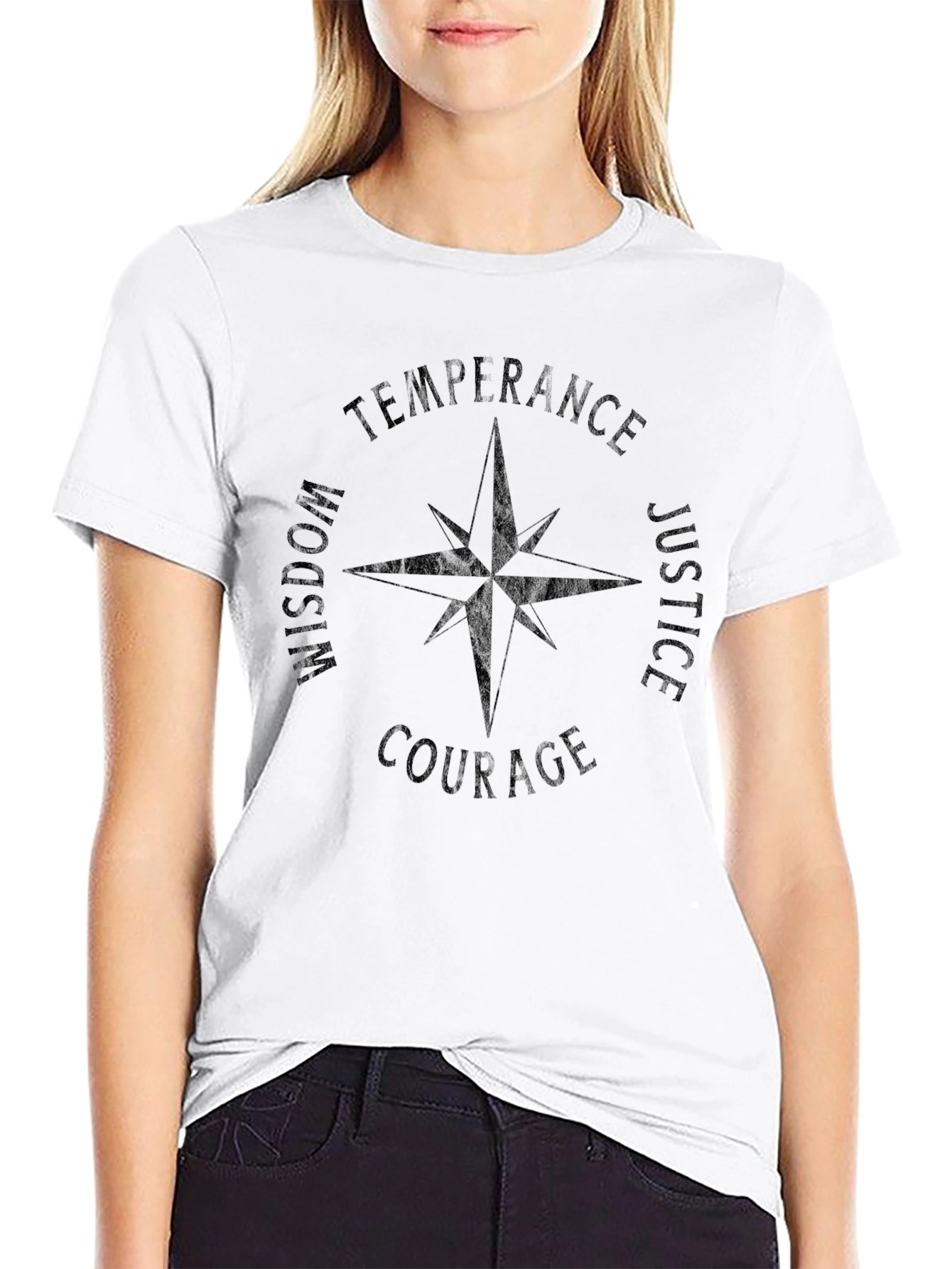 Virtue Compass Graphic Tee - Wisdom Justice Courage