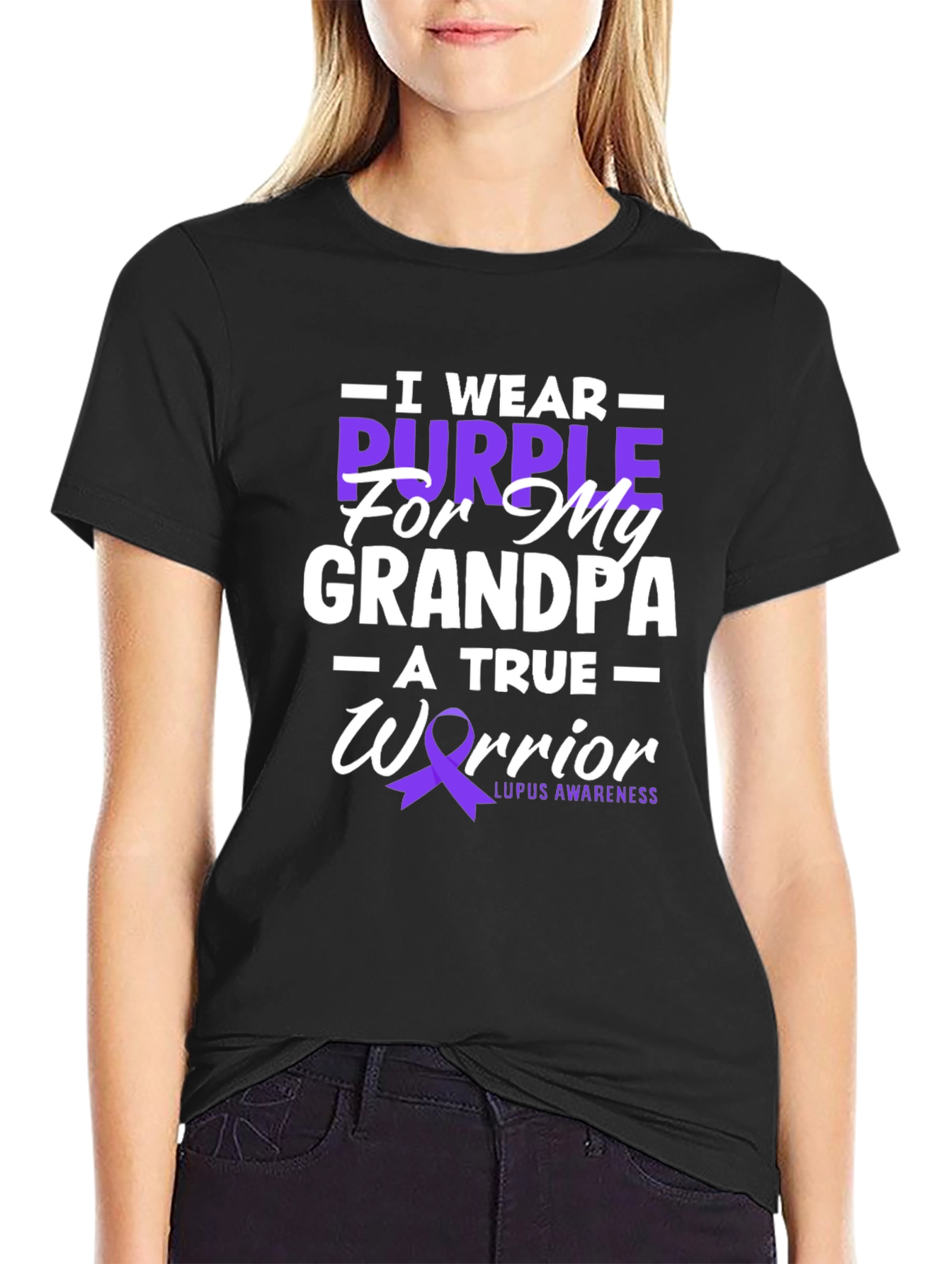 Purple Ribbon Lupus Awareness Grandpa T-Shirt