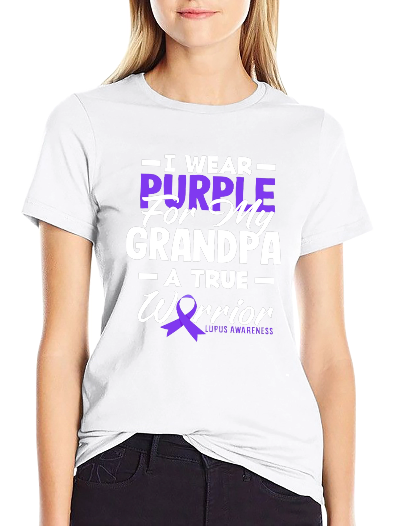 Purple Ribbon Lupus Awareness Grandpa T-Shirt