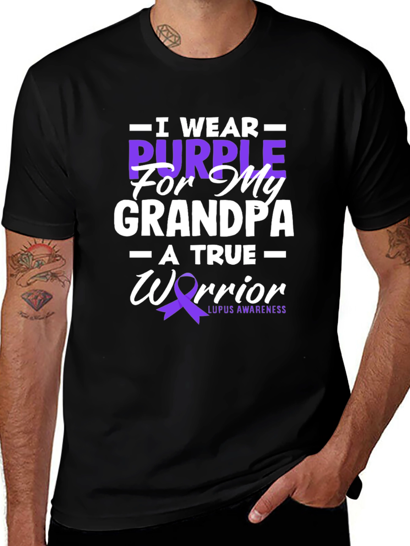 Purple Ribbon Lupus Awareness Grandpa T-Shirt