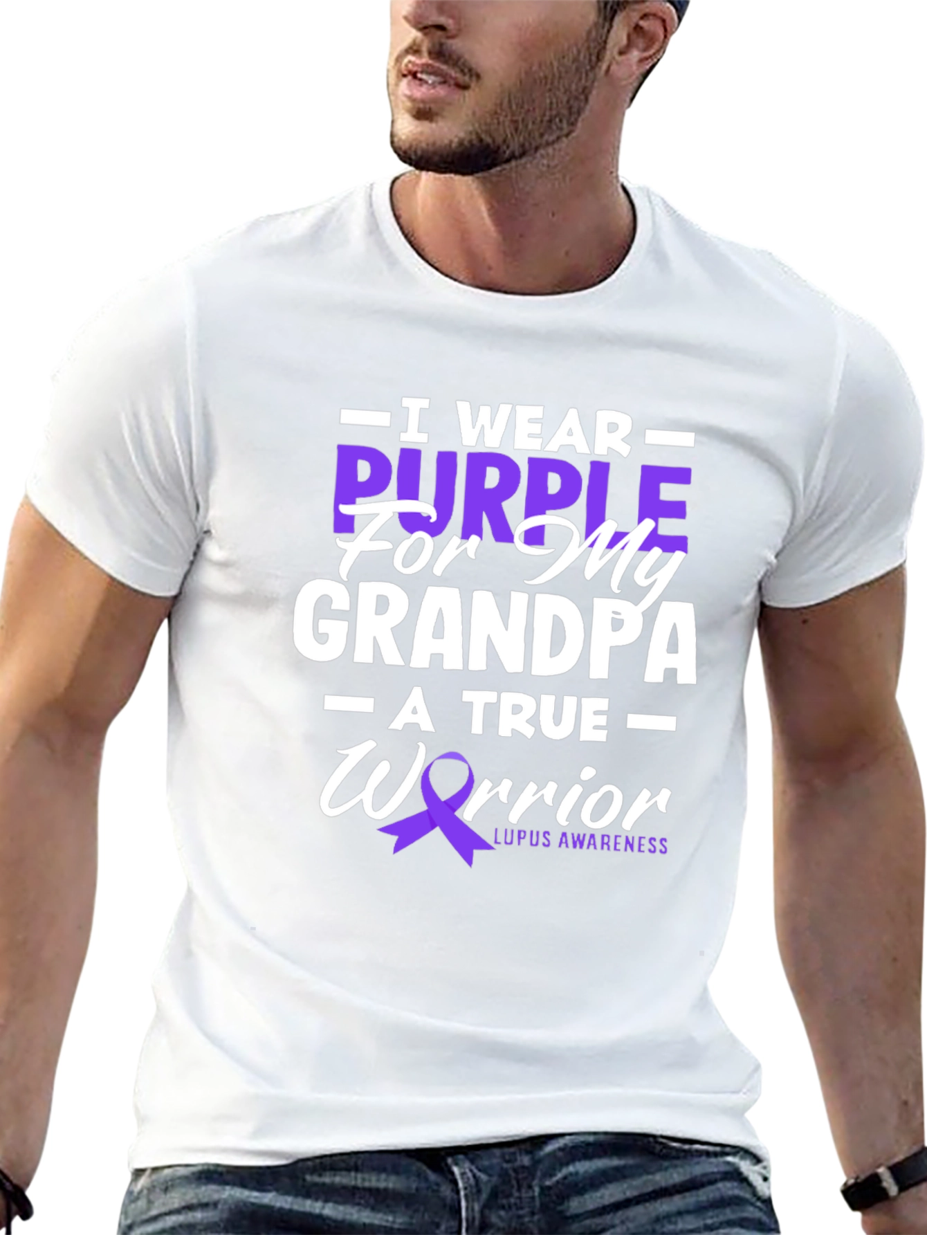 Purple Ribbon Lupus Awareness Grandpa T-Shirt