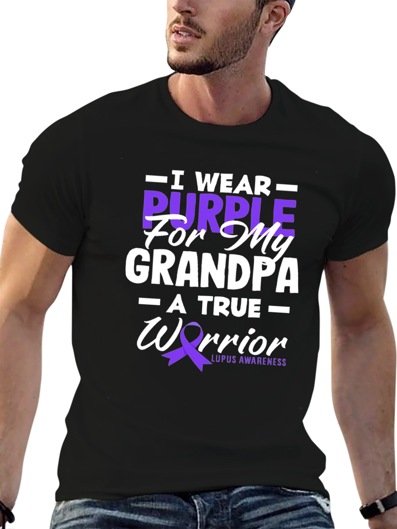 Purple Ribbon Lupus Awareness Grandpa T-Shirt