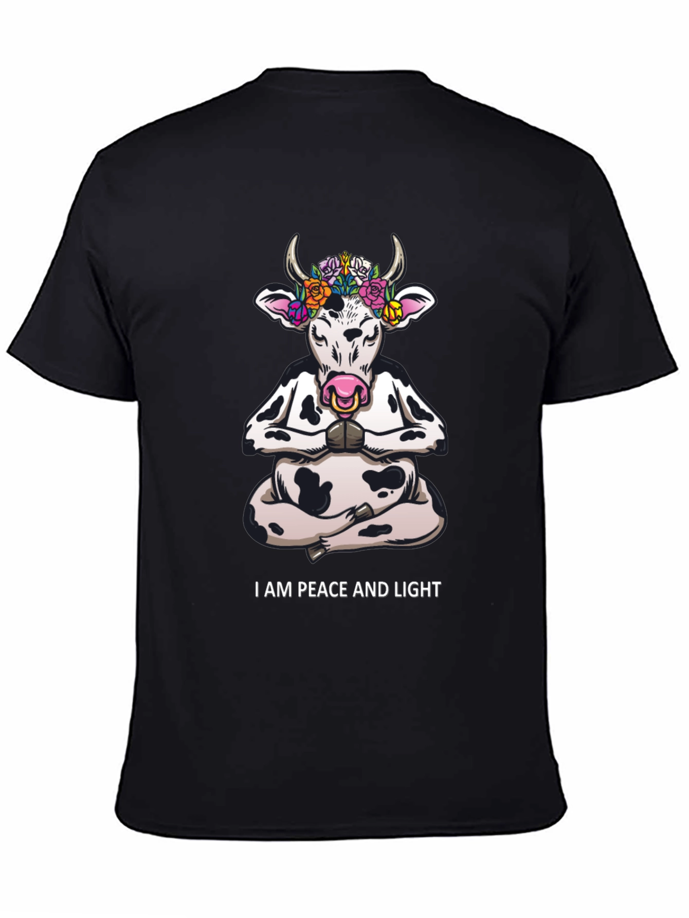 Peace & Light Yoga Cow Graphic T-Shirt