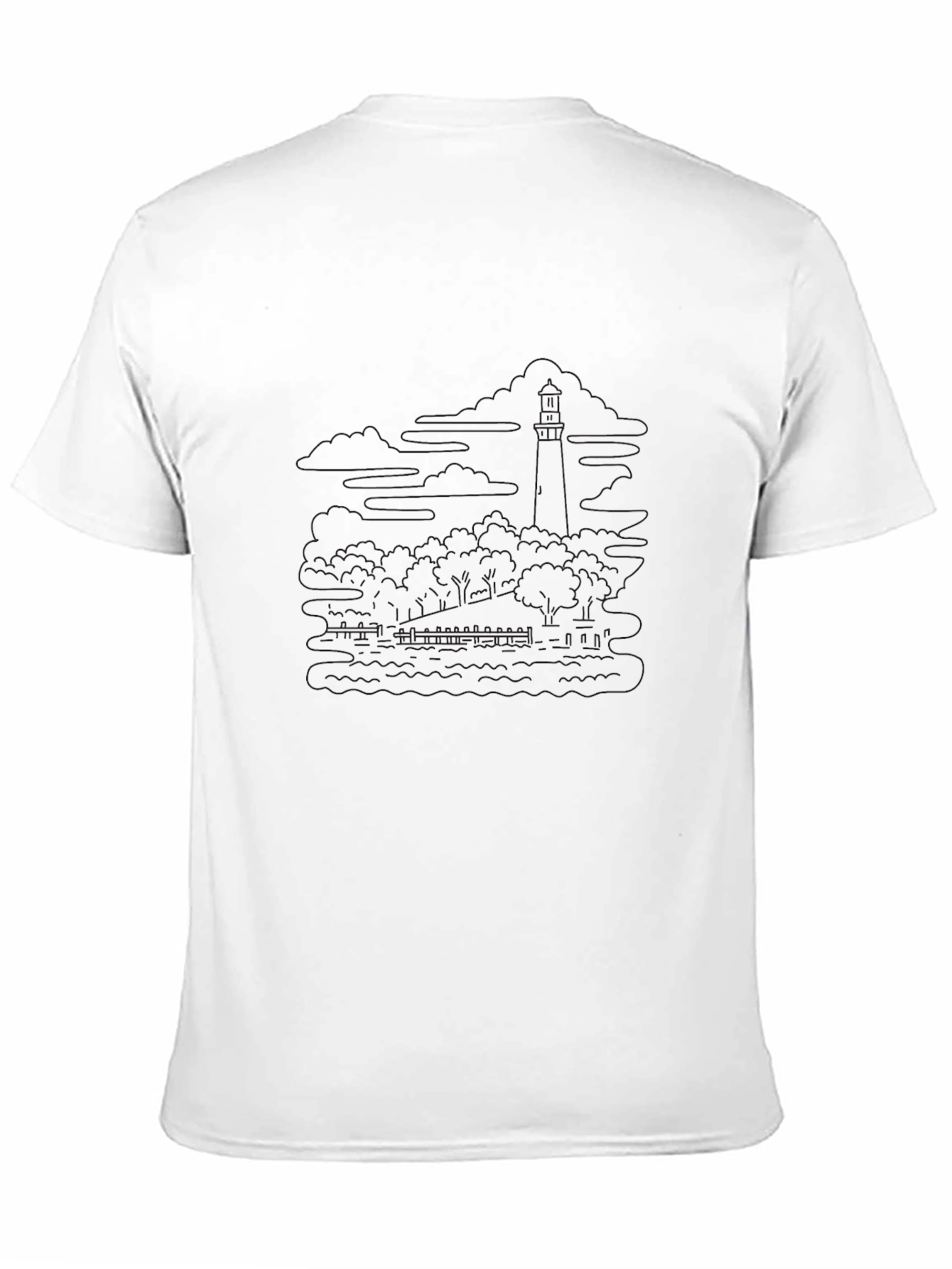 Mens Black Lighthouse Graphic Tee - Coastal Style