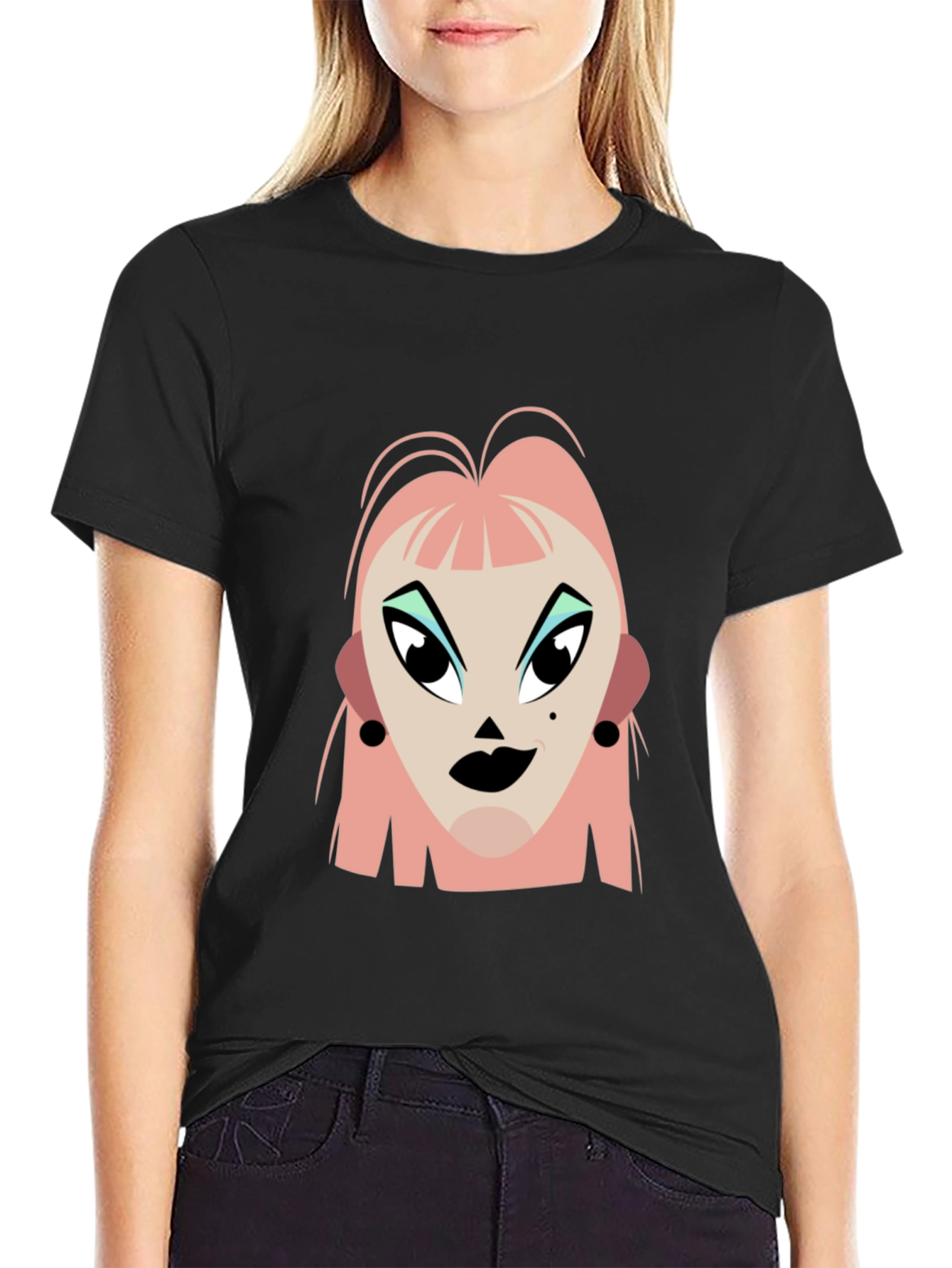 Pop Art Graphic Print Black T-Shirt