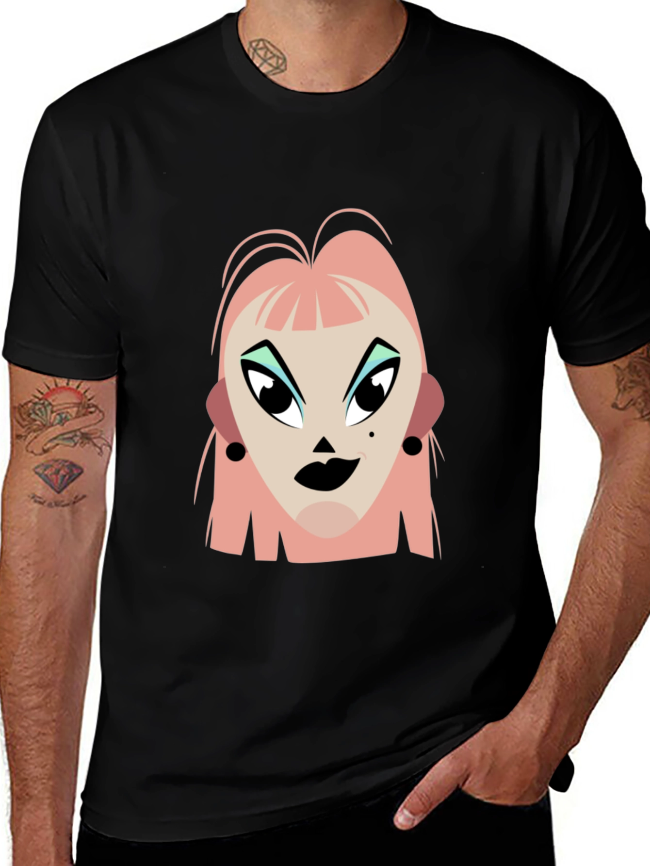 Pop Art Graphic Print Black T-Shirt
