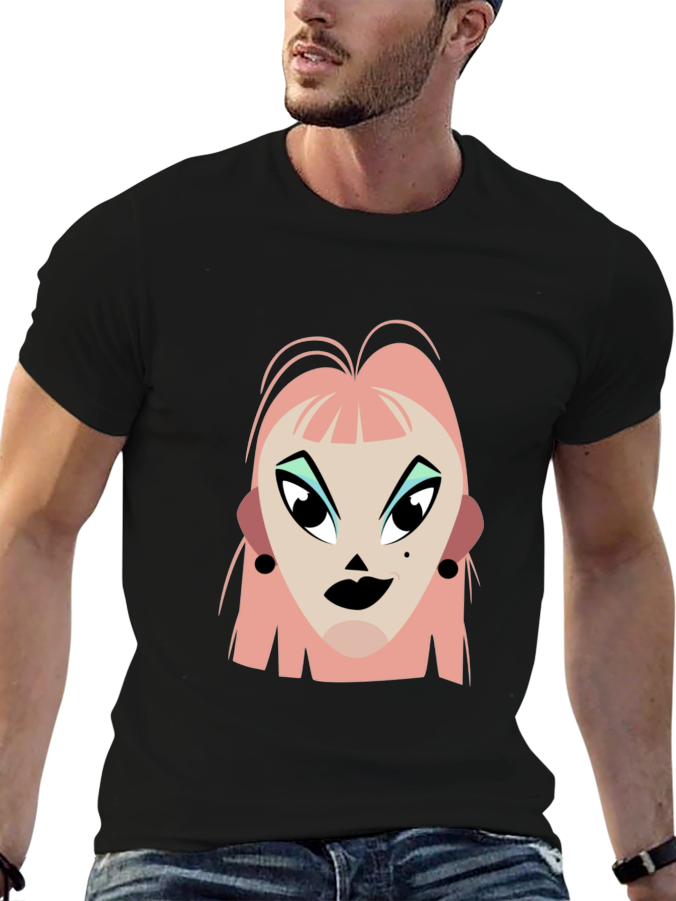 Pop Art Graphic Print Black T-Shirt