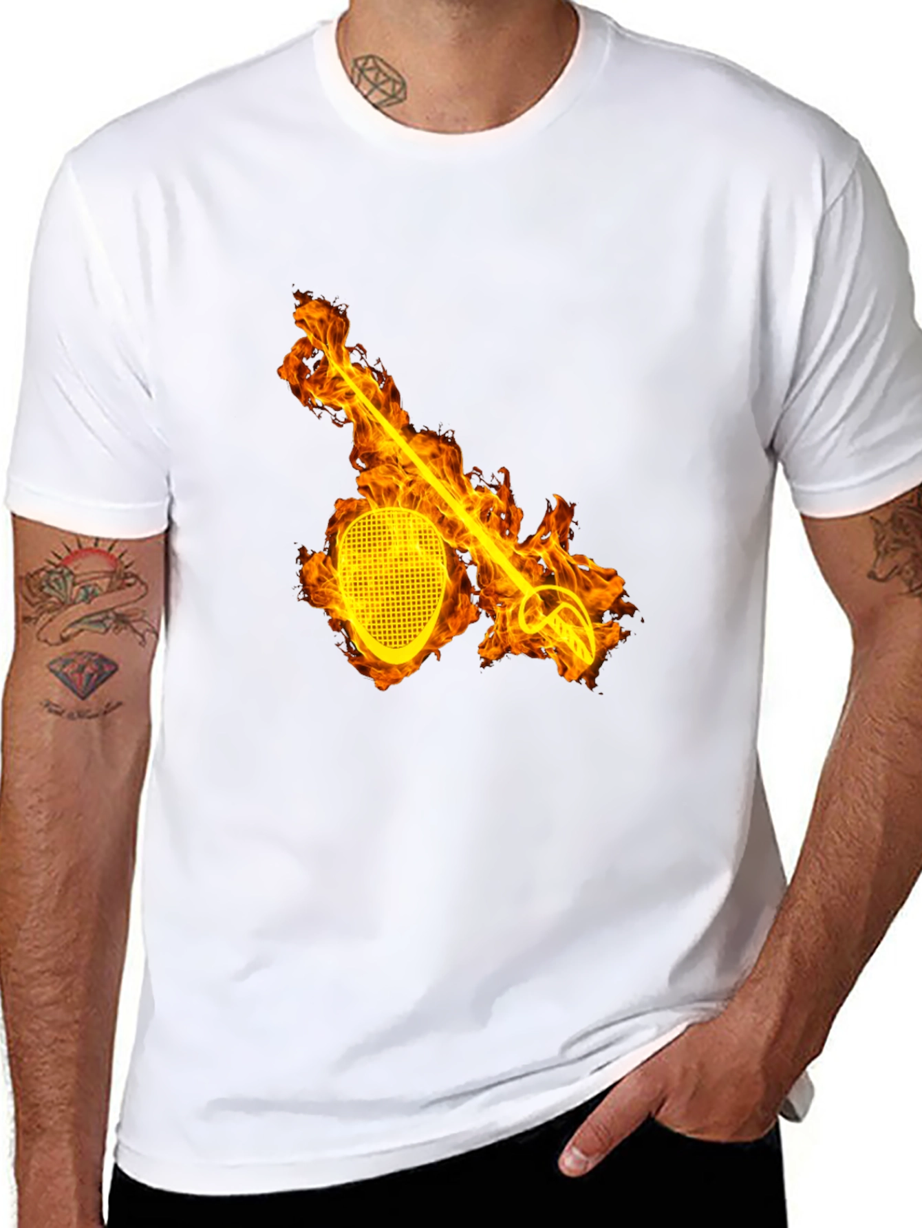Flaming Fencing T-Shirt - Black Graphic Tee