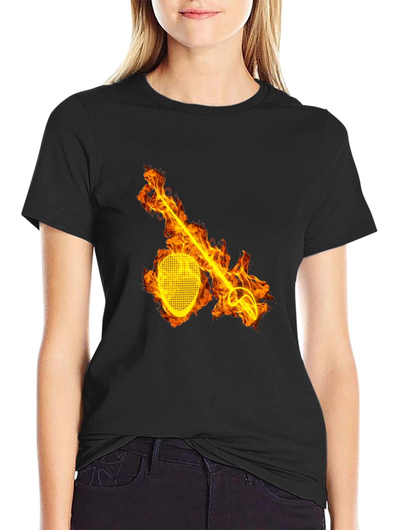 Flaming Fencing T-Shirt - Black Graphic Tee