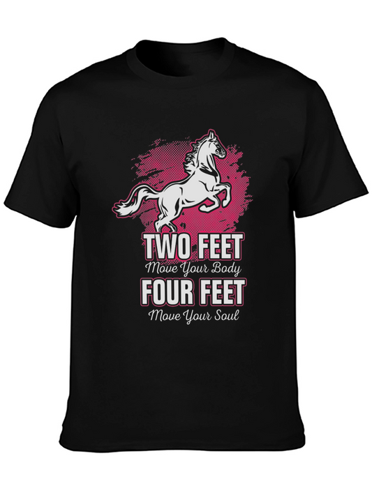 Horse Graphic T-Shirt - Two Feet Move Your Body