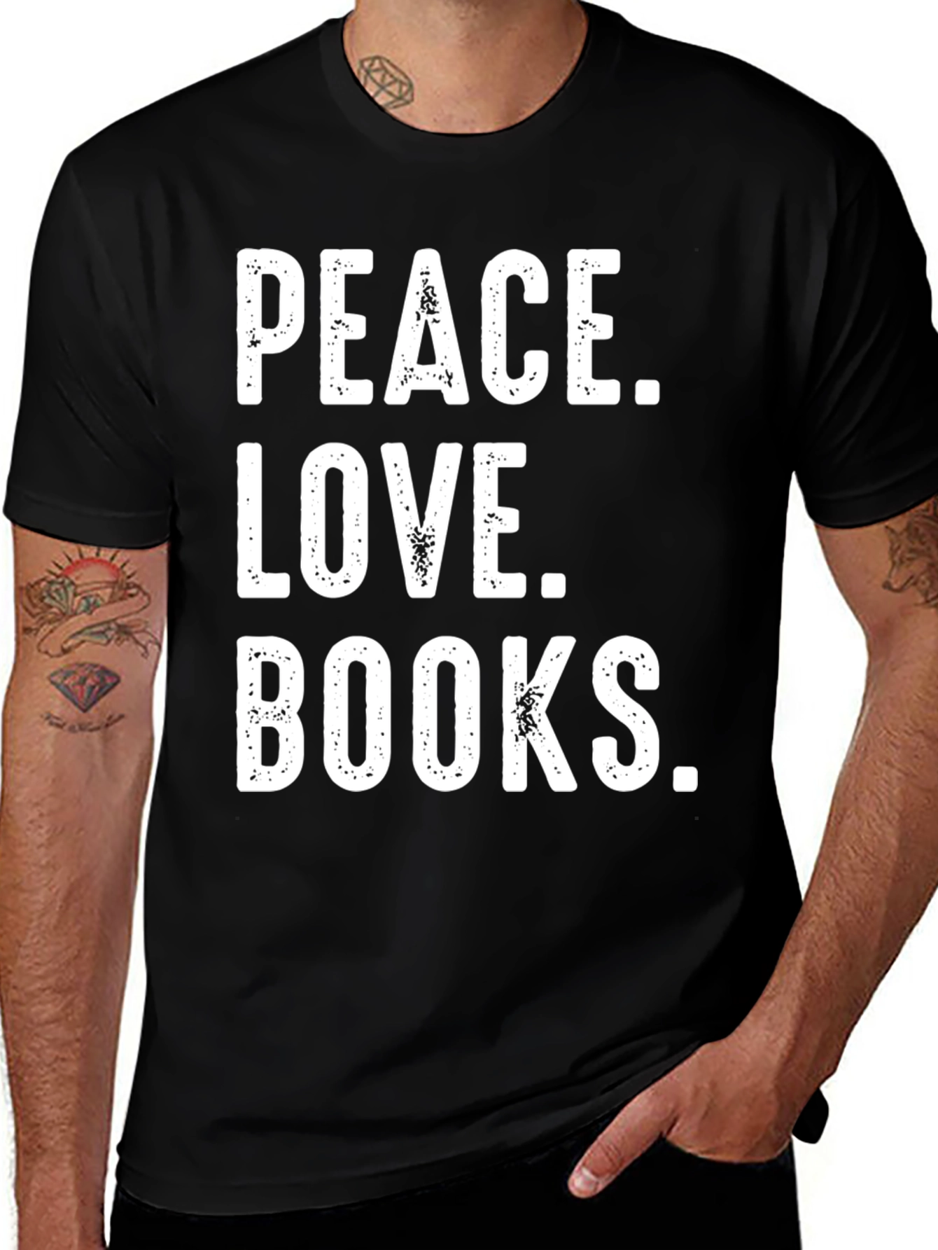 Peace Love Books T-Shirt - Black