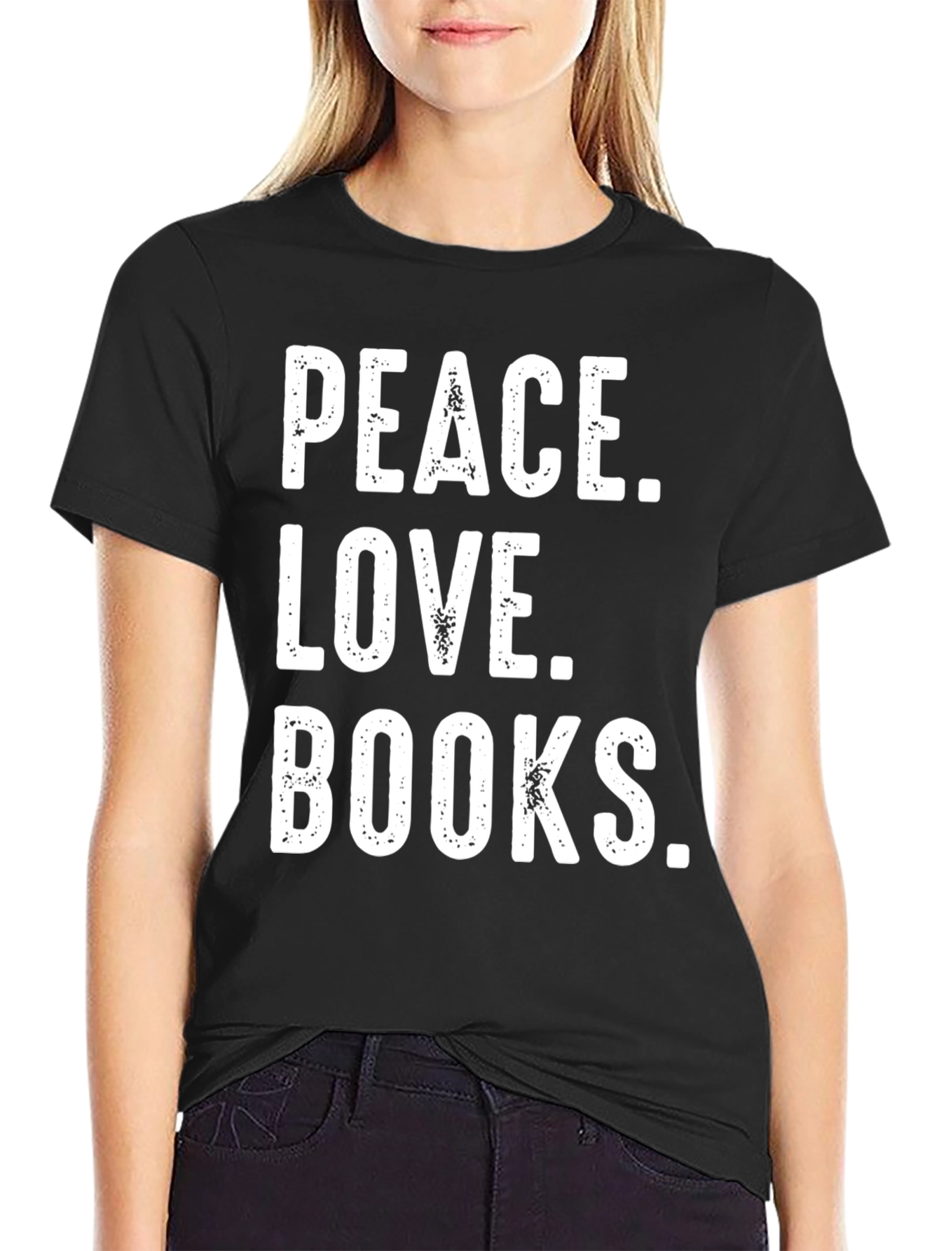 Peace Love Books T-Shirt - Black