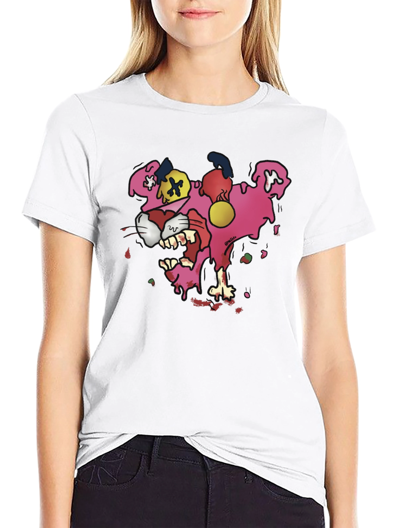 Cartoon Pink Panther Graphic T-Shirt