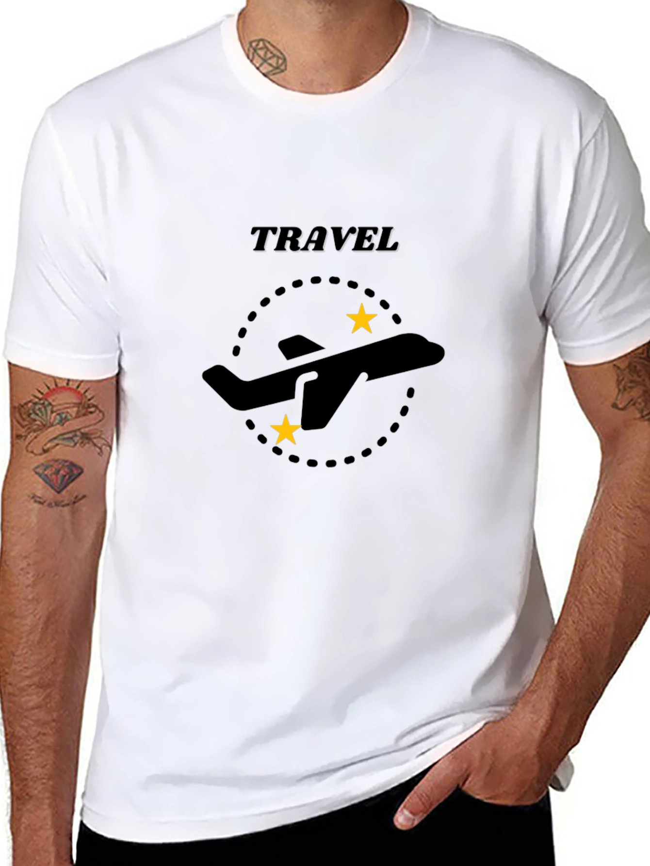 Travel Airplane Graphic Tee - Black
